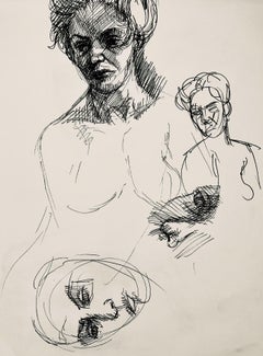 Renaissance Female Nude Figure Study, 1963, Ian Hornak — Drawing