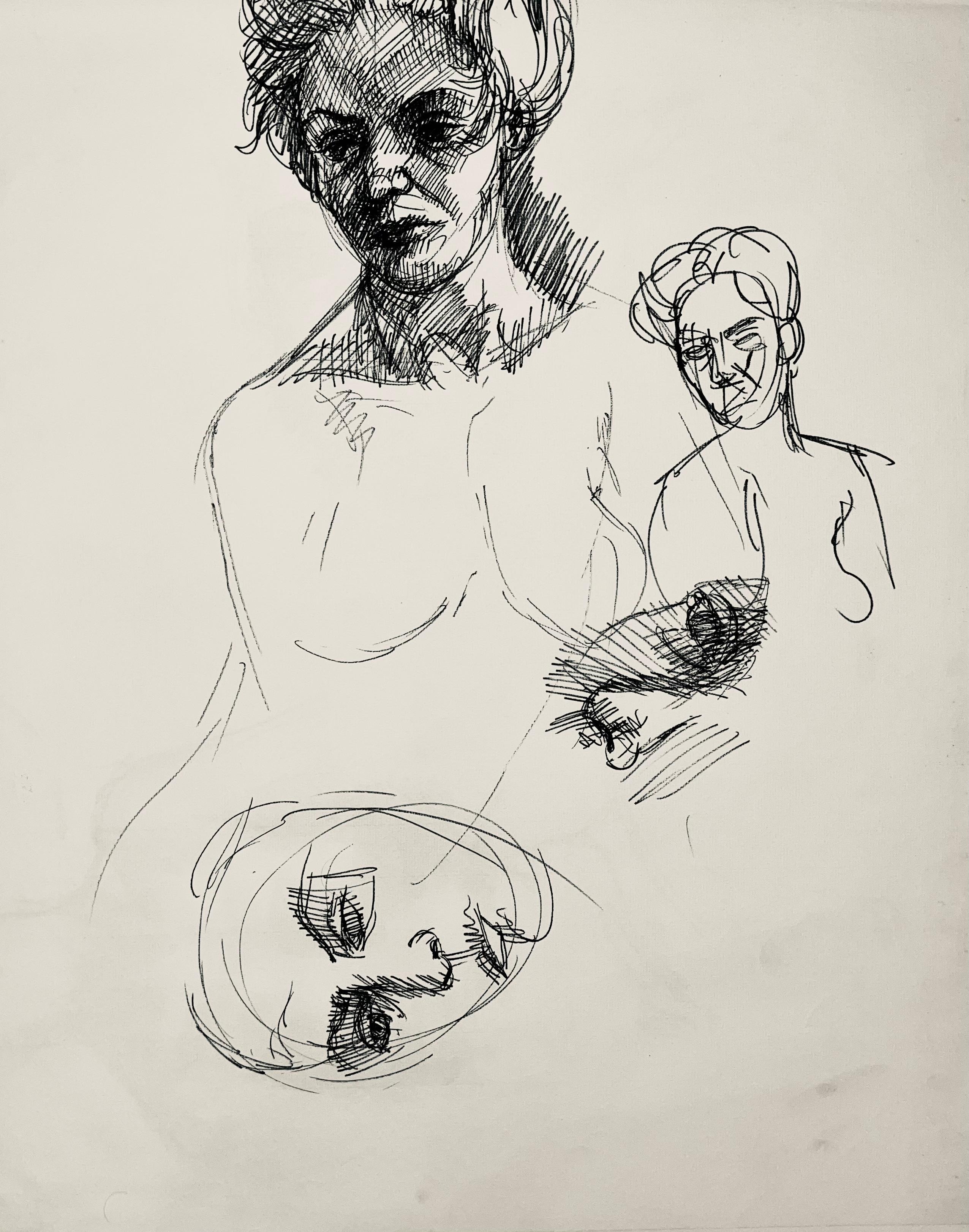 Renaissance Female Nude Figure Study, 1963, Ian Hornak — Drawing For Sale 5