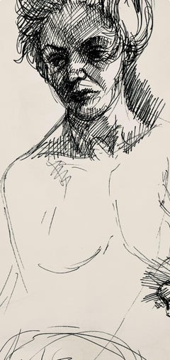 Renaissance Female Nude Figure Study, 1963, Ian Hornak — Drawing