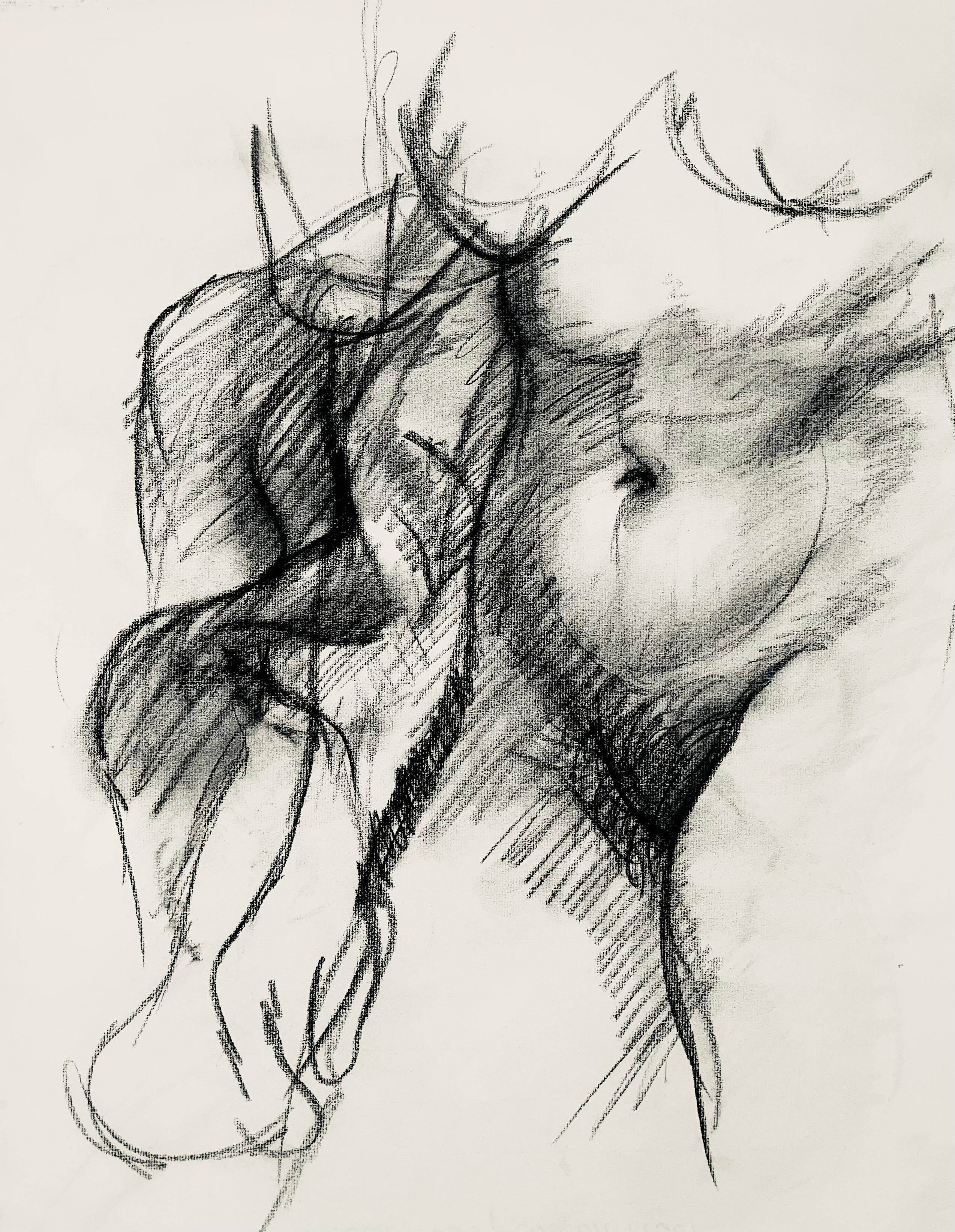 Renaissance Female Nude Figure Study, 1963, Ian Hornak — Drawing