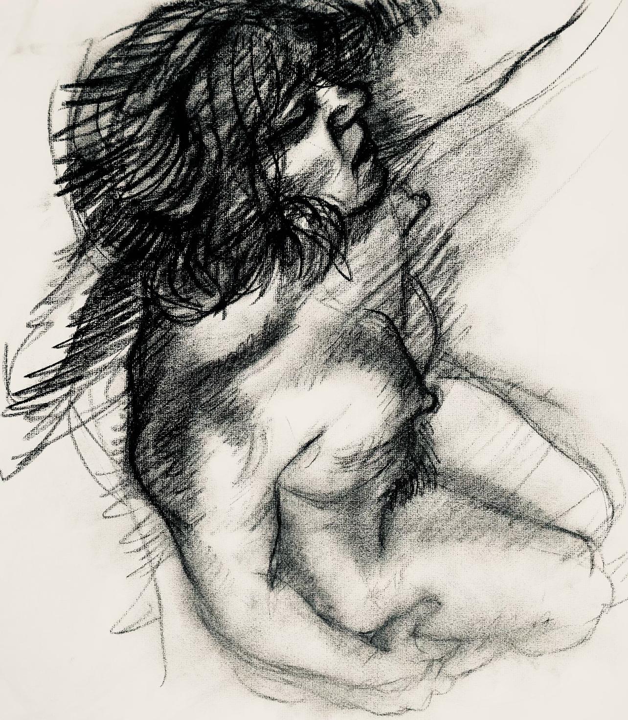 Renaissance Female Nude Figure Study, 1963, Ian Hornak — Drawing