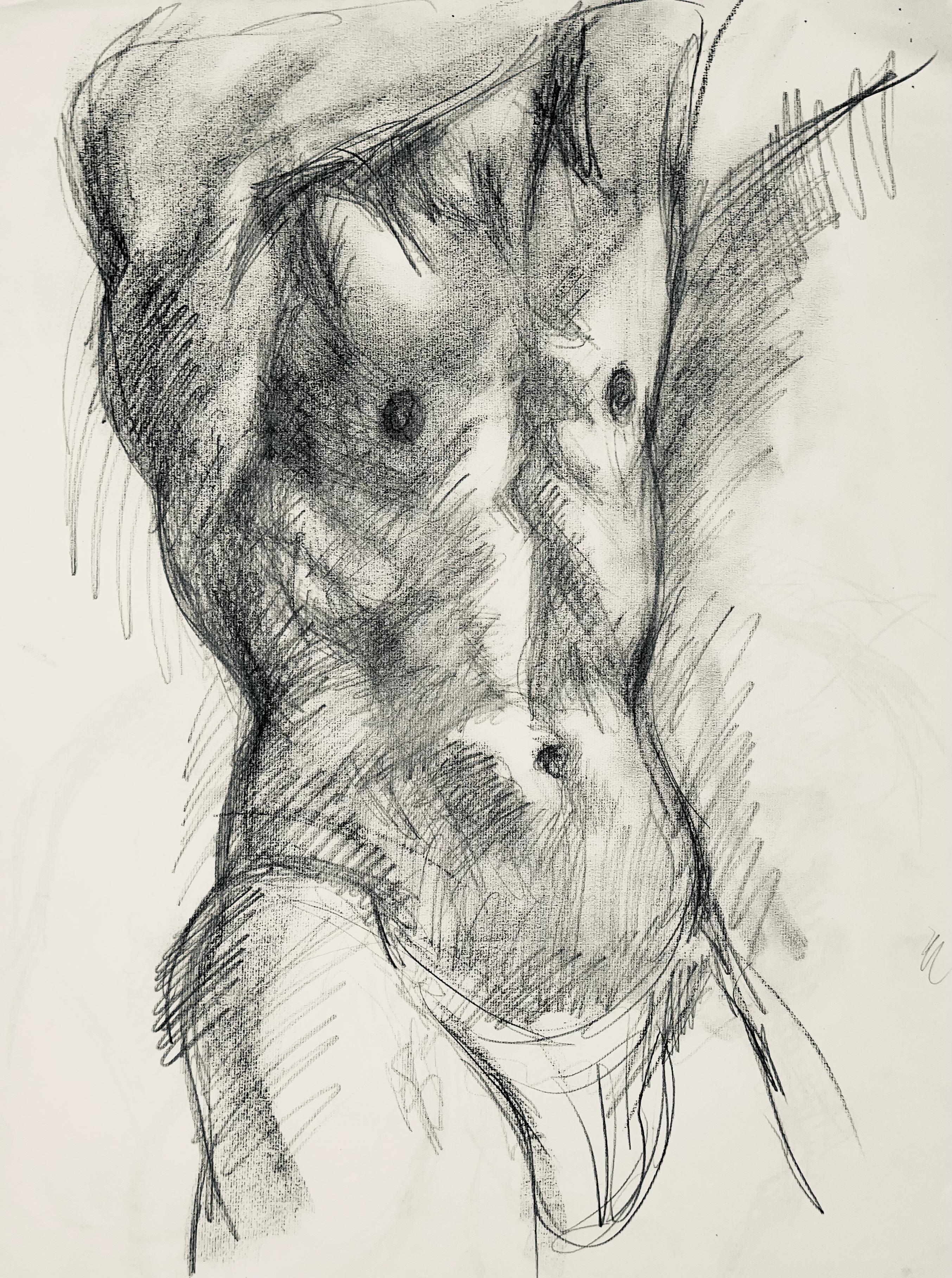 Estudio de figura desnuda masculina renacentista, 1963, Ian Hornak - Dibujo