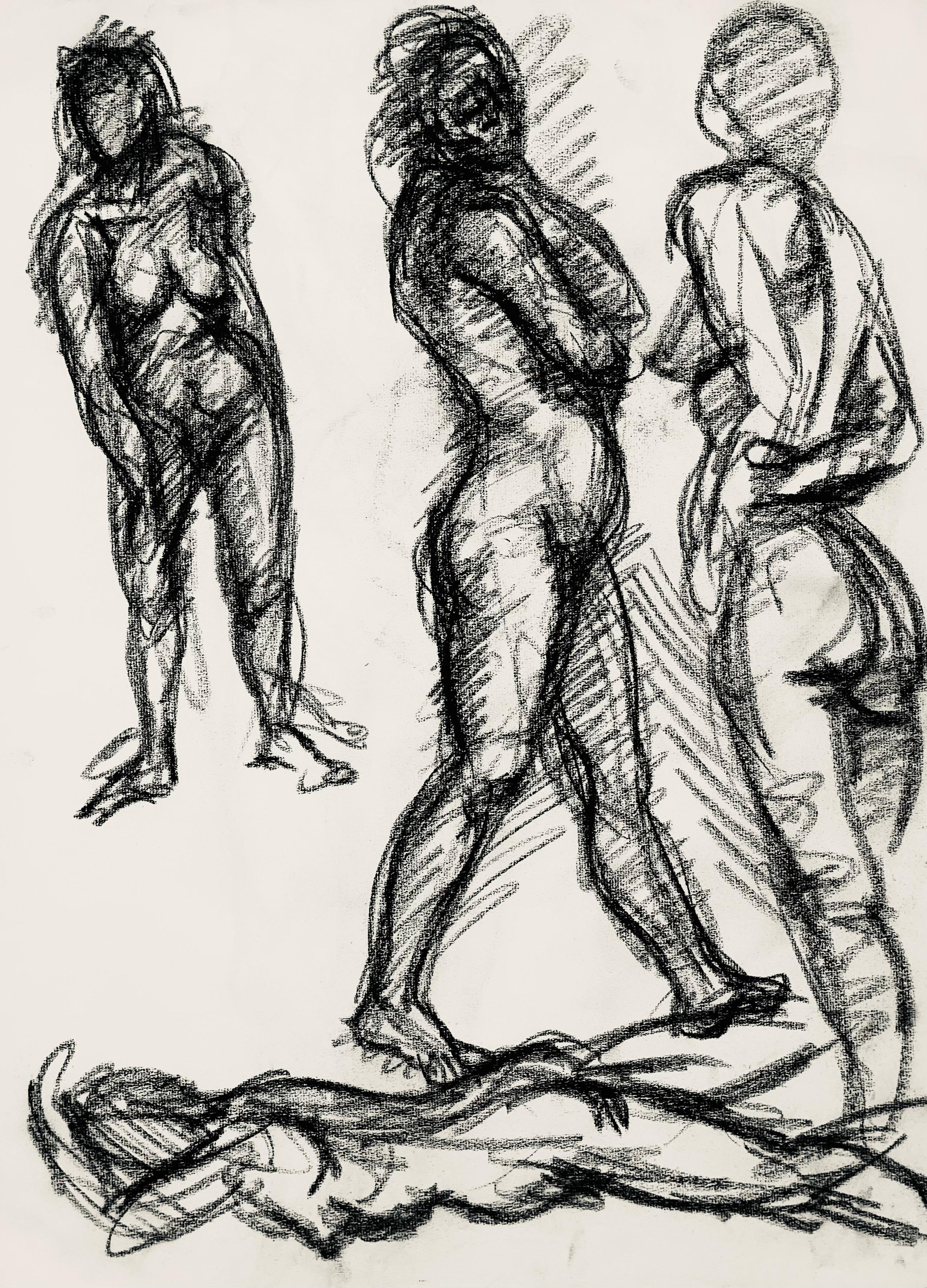 Estudio de figura desnuda femenina renacentista, 1963, Ian Hornak - Dibujo