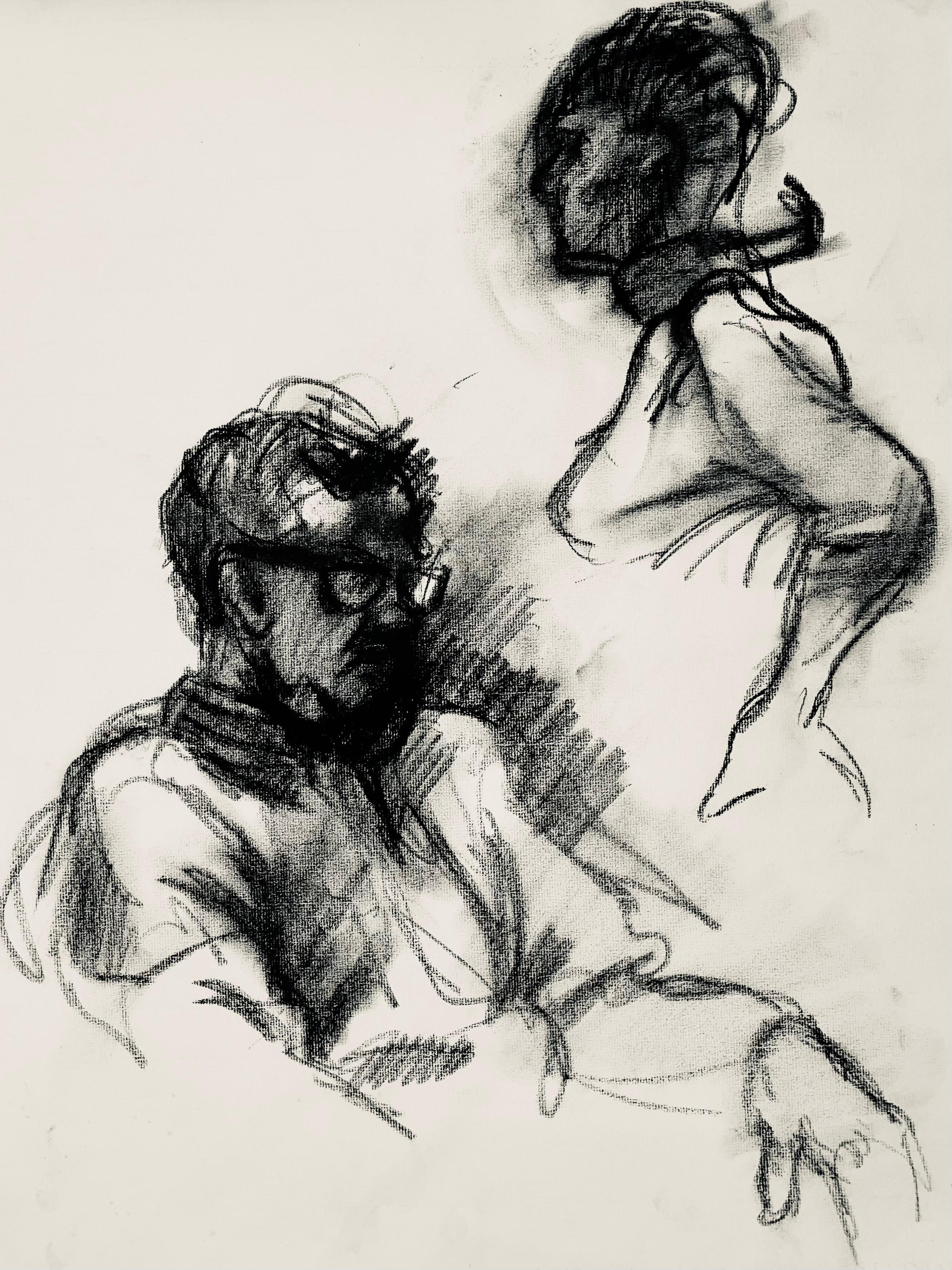 Studio di figura femminile e maschile, 1963, Ian Hornak - Disegno