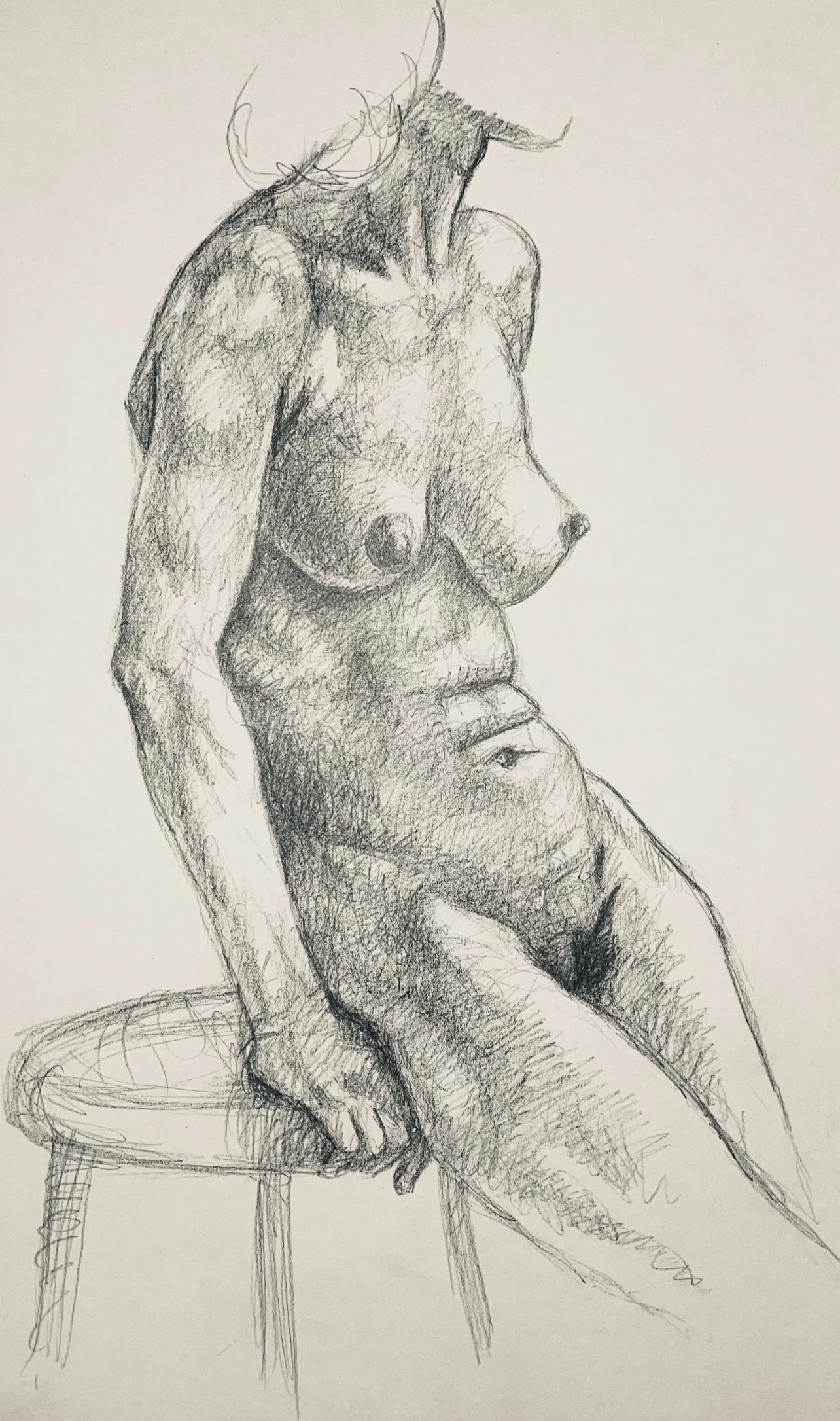 Studie eines weiblichen Renaissance-Akts, 1963, Ian Hornak - Zeichnung