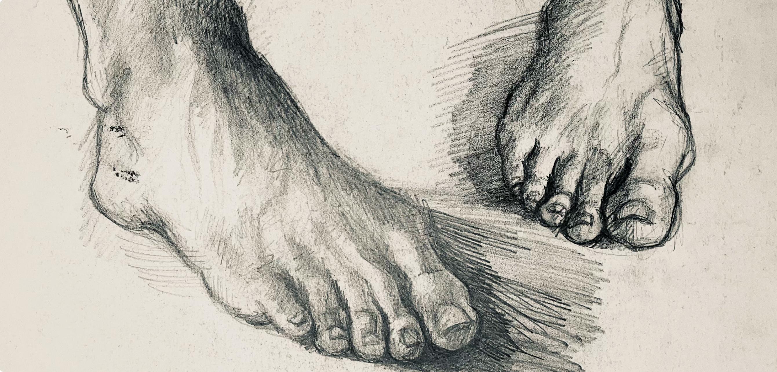 Estudio de figura masculina renacentista de pie, 1964, Ian Hornak - Dibujo en venta 1