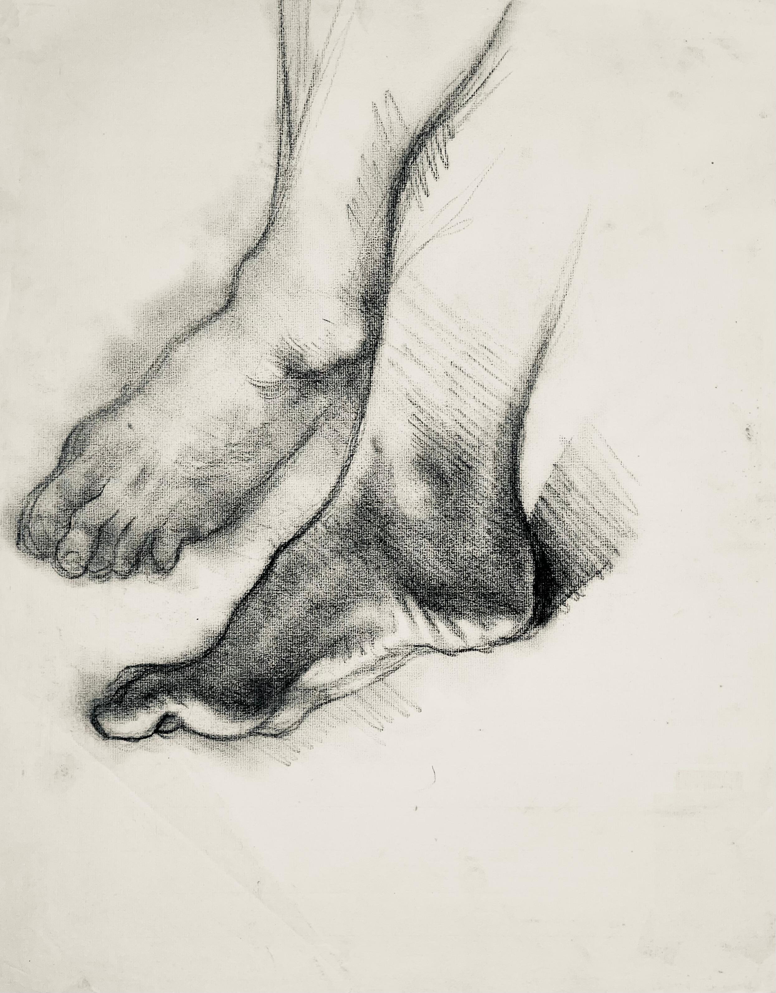 Studio di figura maschile rinascimentale del piede, 1964, Ian Hornak - Disegno in vendita 3