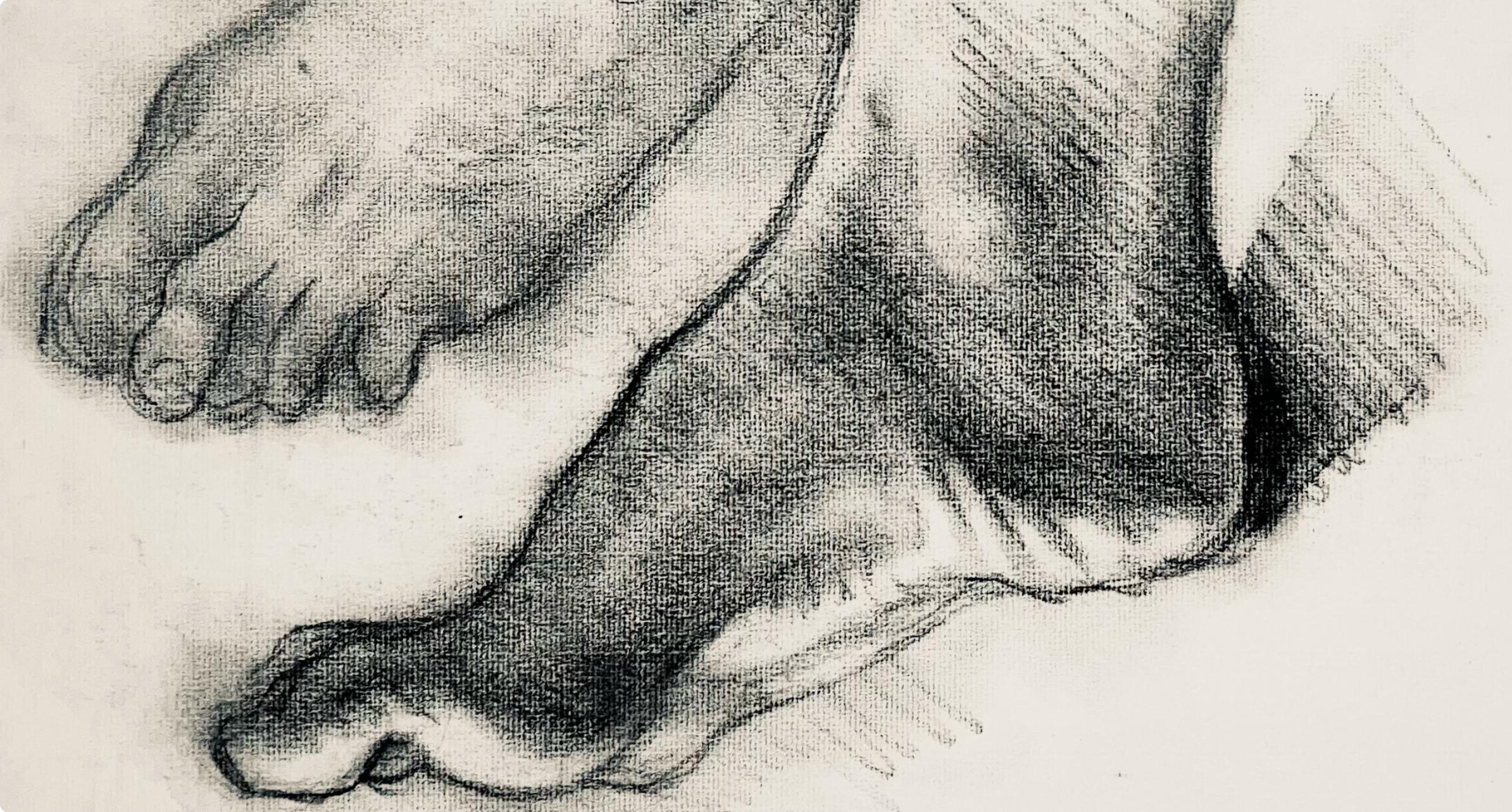 Studio di figura maschile rinascimentale del piede, 1964, Ian Hornak - Disegno in vendita 1