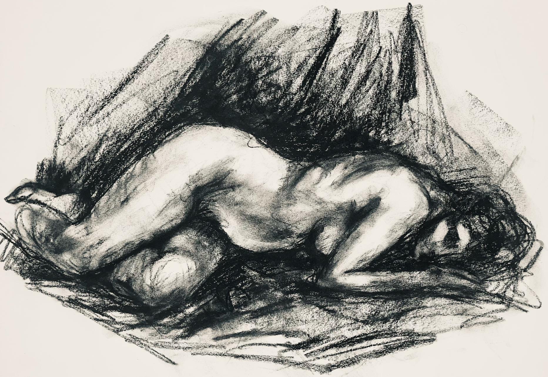 Étude de figure de nu féminin de la Renaissance, 1963, Ian Hornak - Dessin