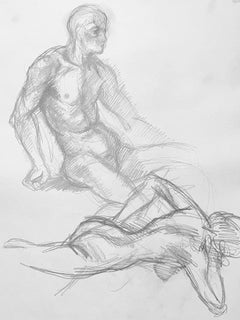 Estudio de figura desnuda masculina y femenina renacentista, 1963, Ian Hornak - Dibujo