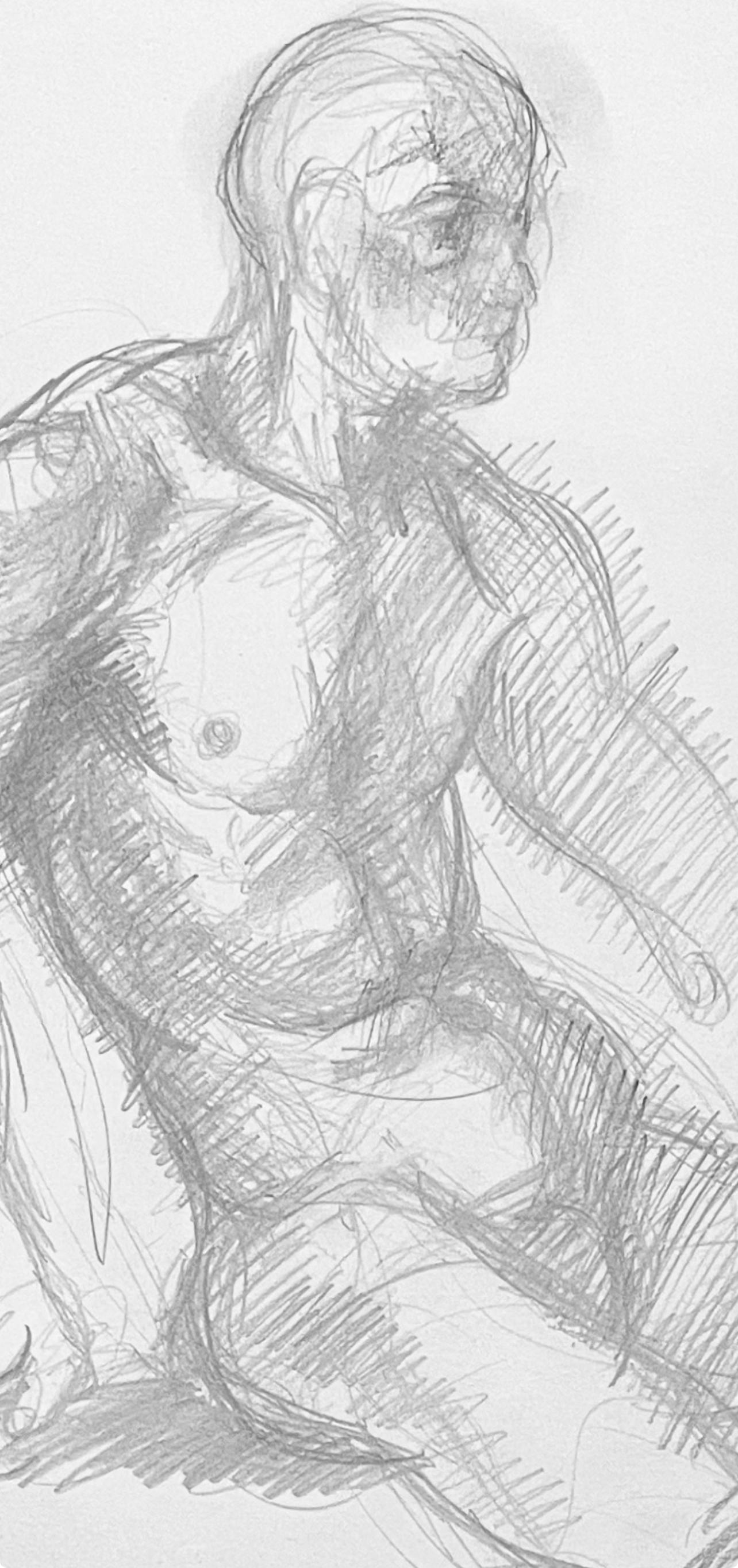Estudio de figura desnuda masculina y femenina renacentista, 1963, Ian Hornak - Dibujo en venta 2