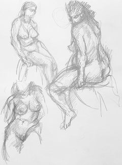 Renaissance Female Nude Figure Study, 1963, Ian Hornak — Drawing