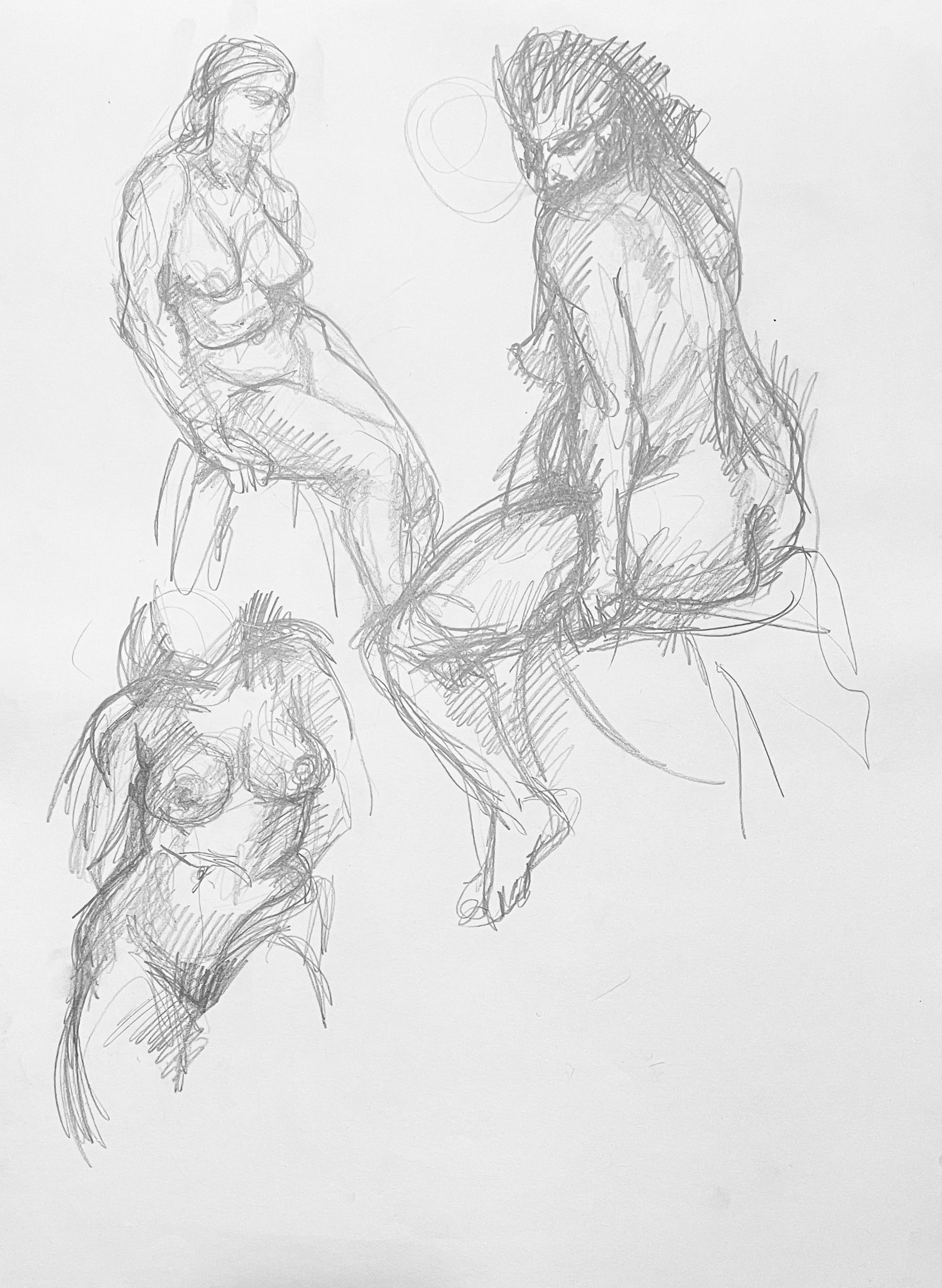 Renaissance Female Nude Figure Study, 1963, Ian Hornak — Drawing For Sale 4
