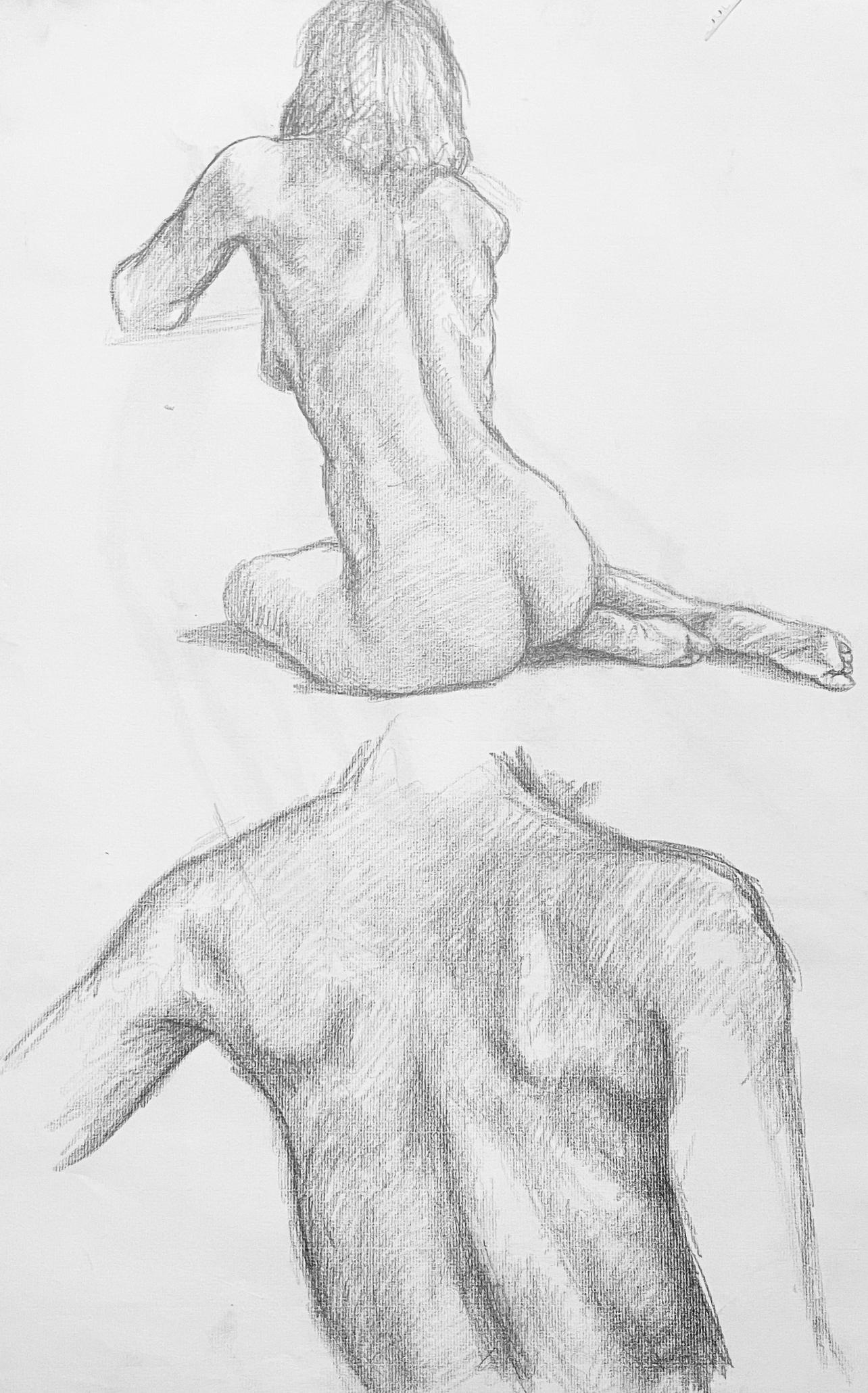 Renaissance Male and Female Nude Figure Study, 1963, Ian Hornak — Drawing