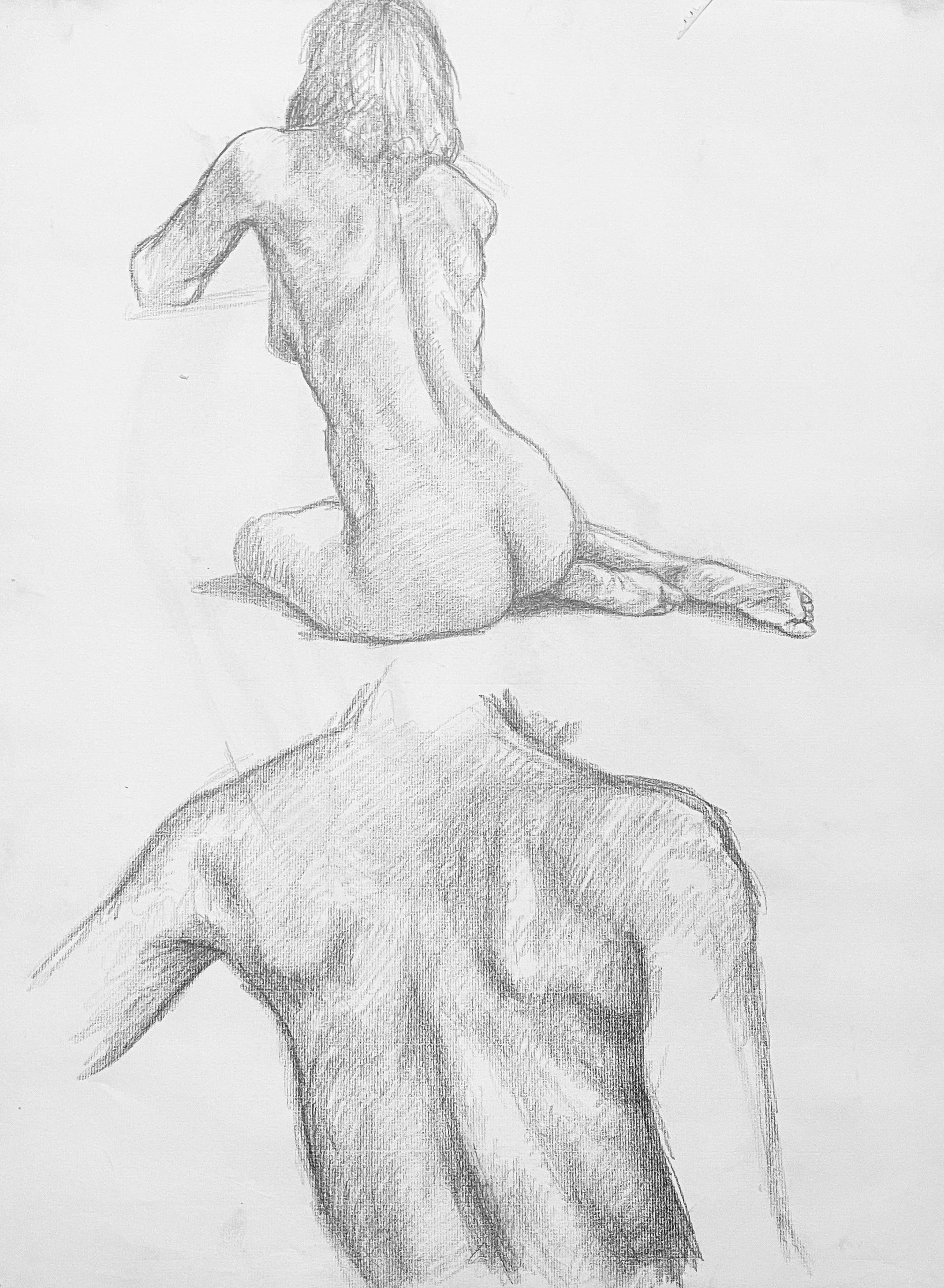 Étude de figure de nu masculin et féminin de la Renaissance, 1963, Ian Hornak - Dessin en vente 5