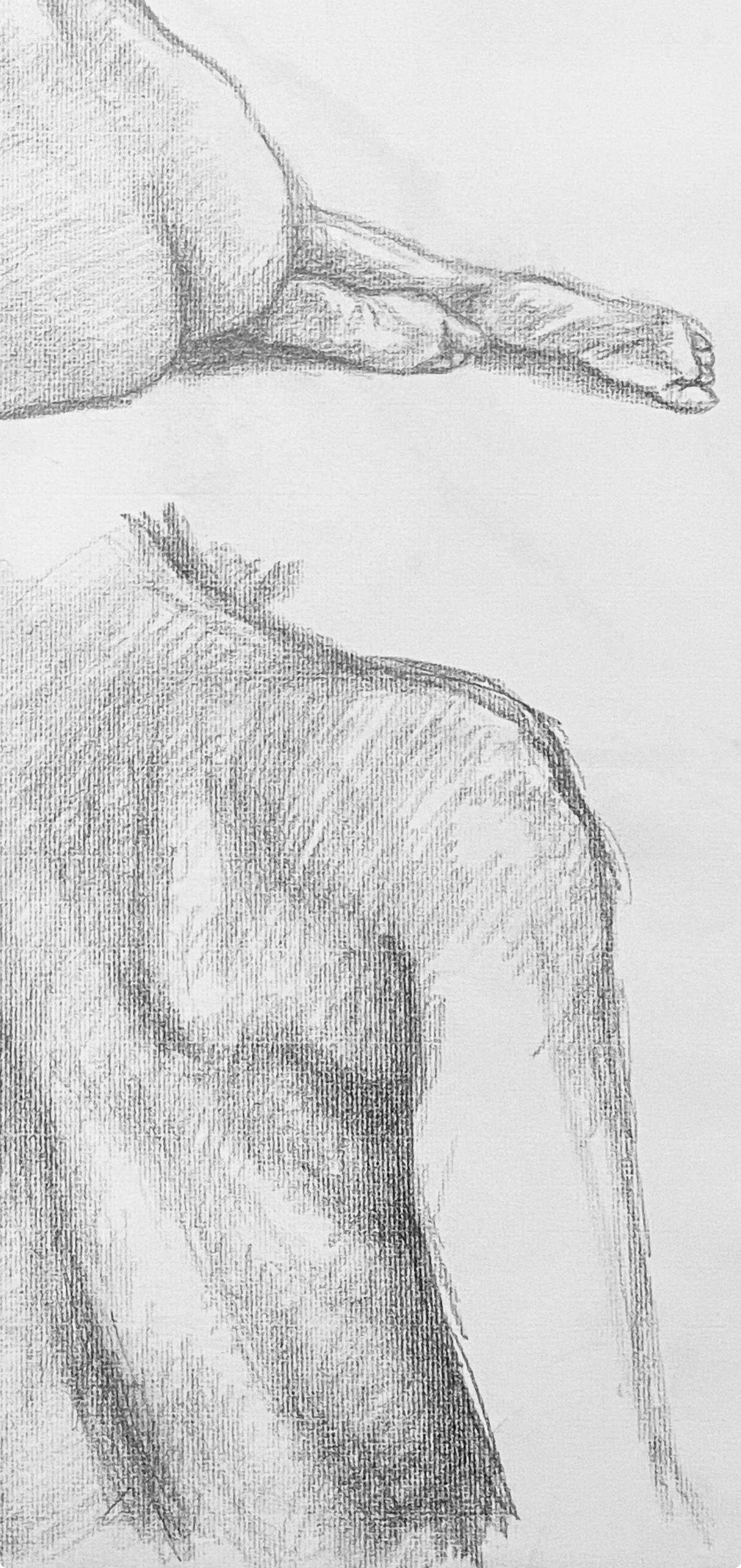 Étude de figure de nu masculin et féminin de la Renaissance, 1963, Ian Hornak - Dessin en vente 3