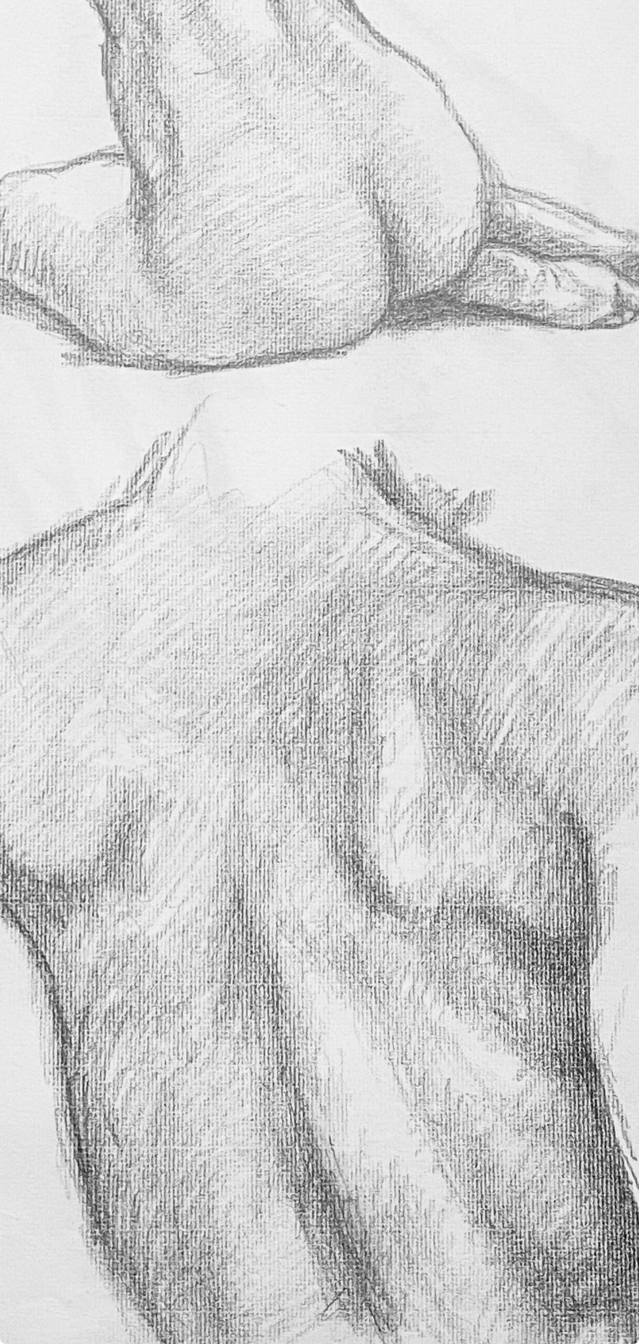 Étude de figure de nu masculin et féminin de la Renaissance, 1963, Ian Hornak - Dessin en vente 2