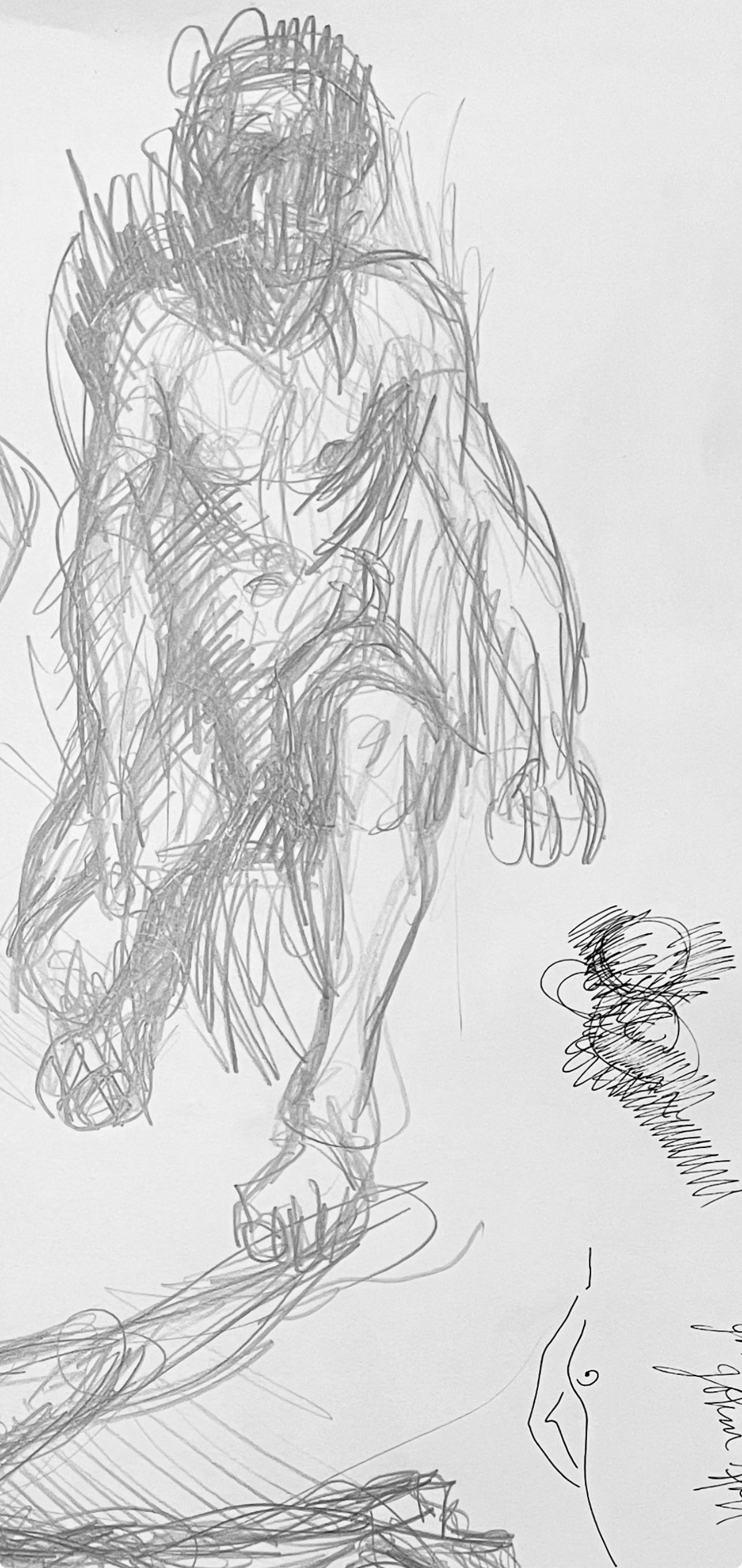 Renaissance Male Nude Figure Study, 1963, Ian Hornak — Drawing For Sale 1