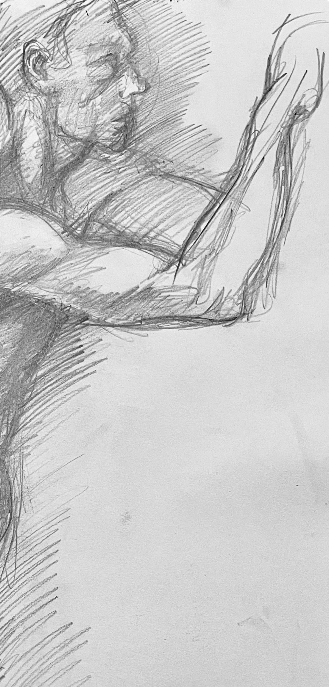 Renaissance Male Nude Figure Study, 1963, Ian Hornak — Drawing For Sale 3