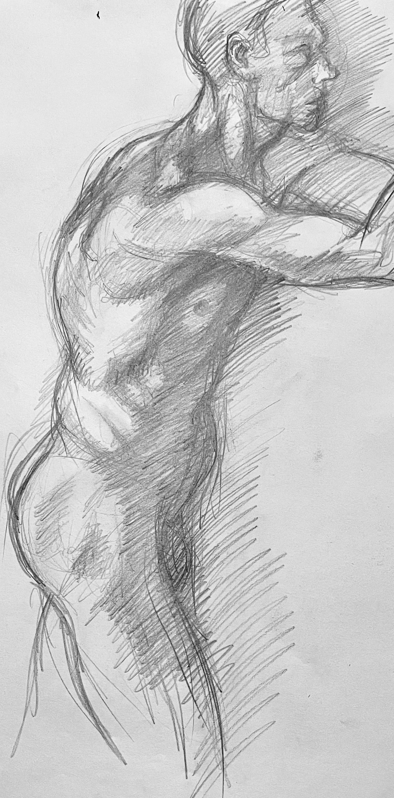 Renaissance Male Nude Figure Study, 1963, Ian Hornak — Drawing For Sale 1