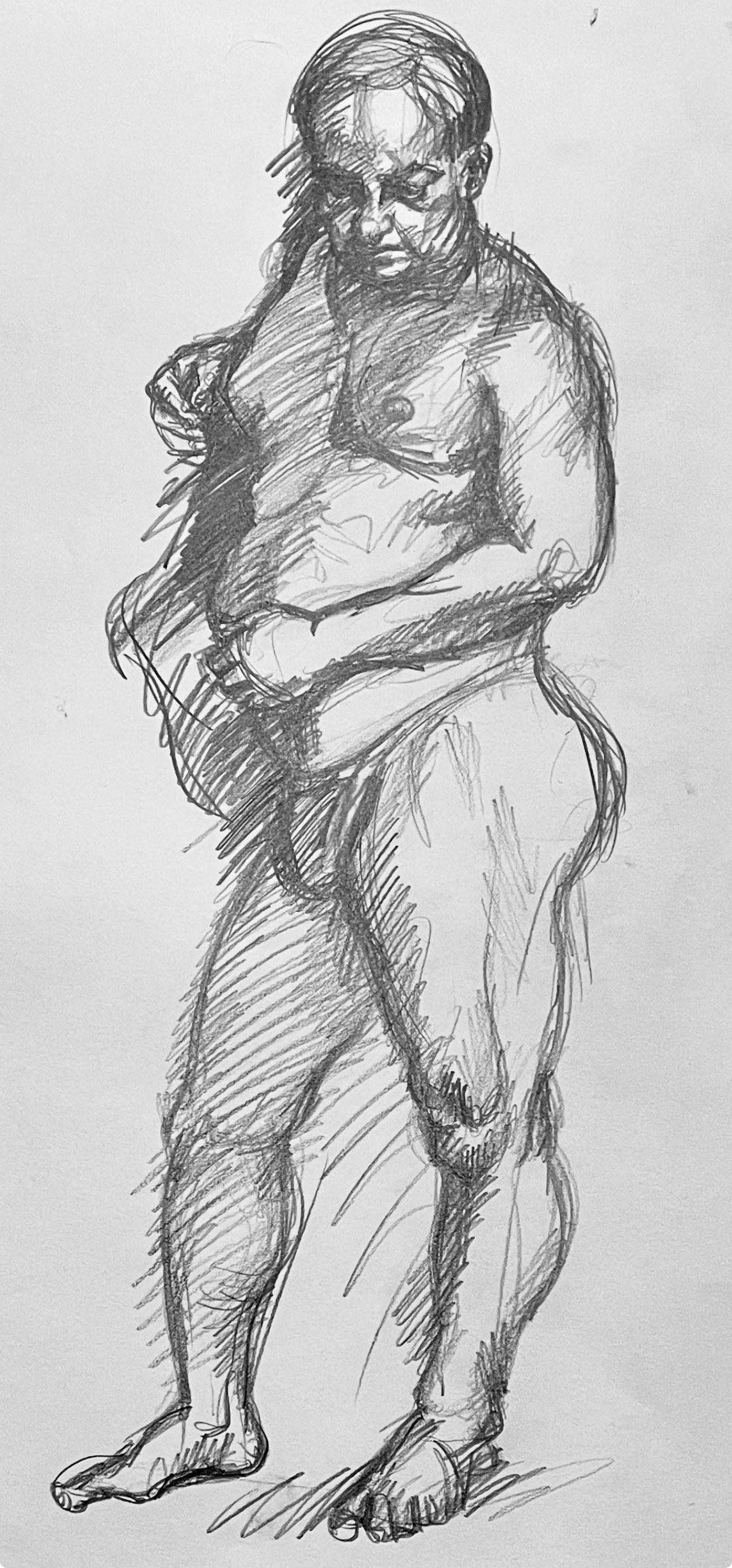 Renaissance Male Nude Figure Study, 1963, Ian Hornak — Drawing