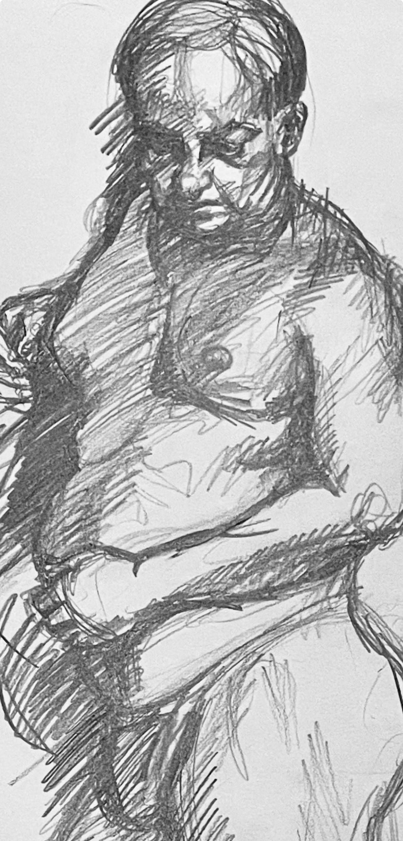 Studio di figura maschile rinascimentale, 1963, Ian Hornak - Disegno in vendita 2