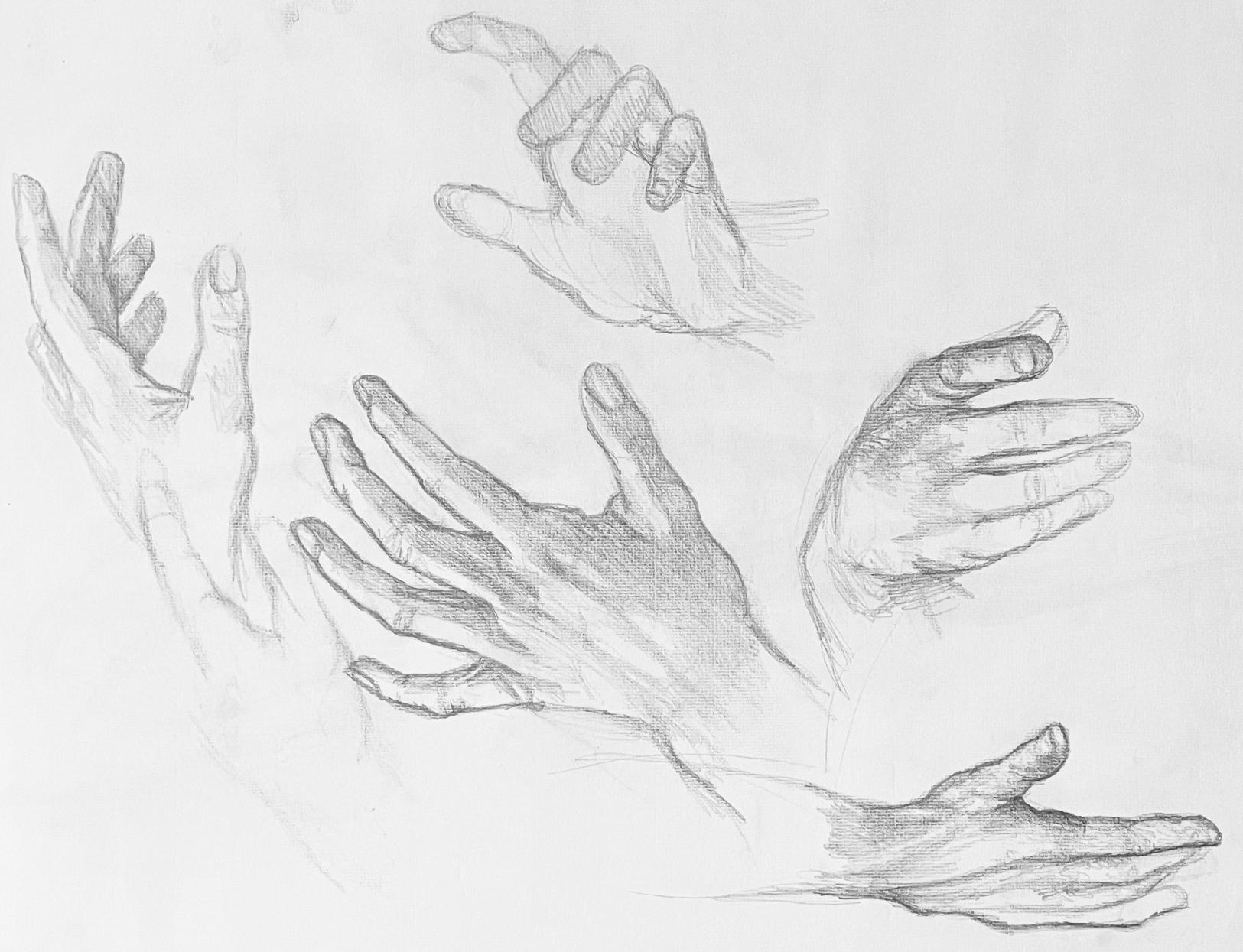 Étude de la figure de la main de la Renaissance, 1963, Ian Hornak - Dessin