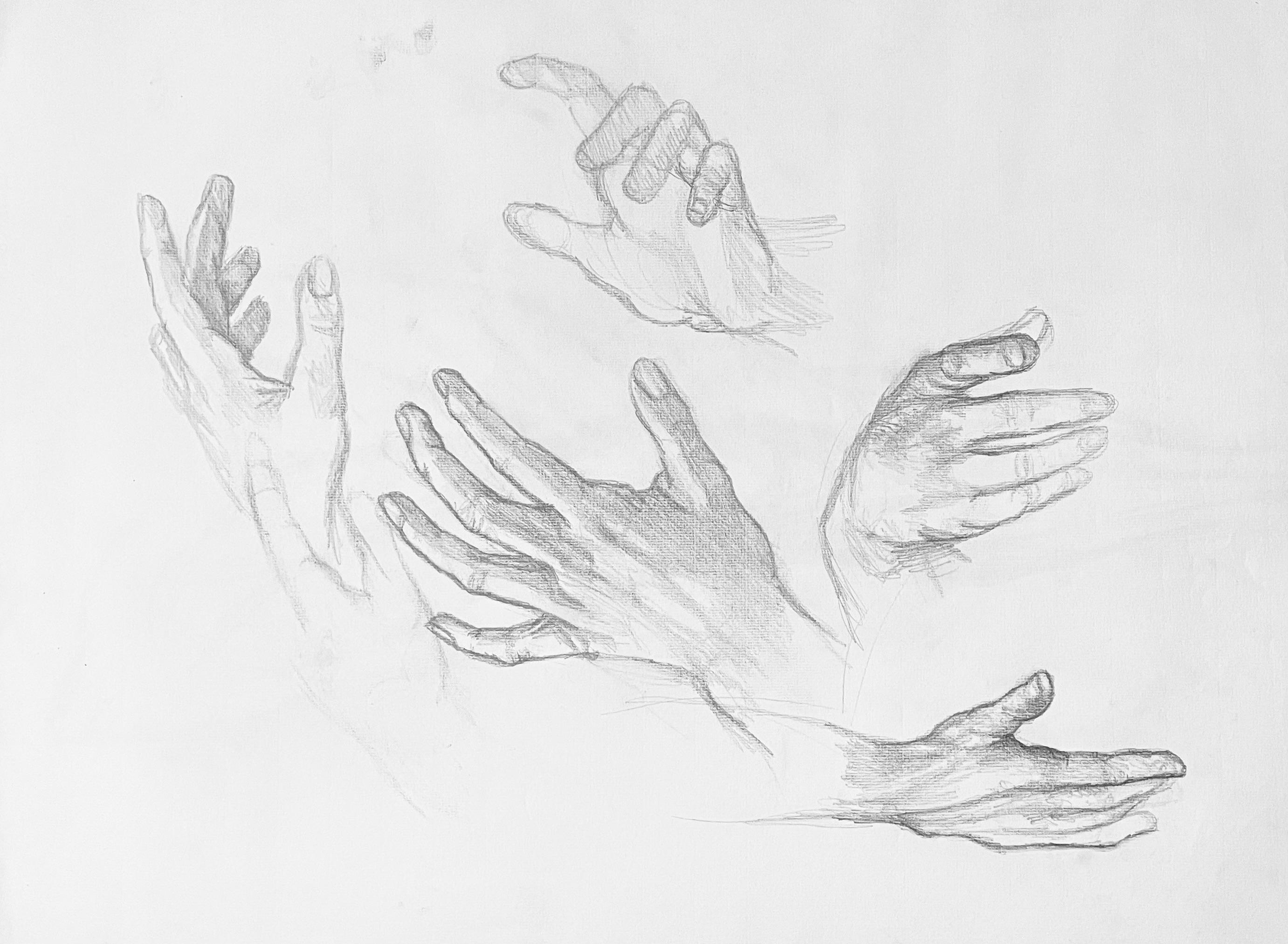 Studio di figura di mano rinascimentale, 1963, Ian Hornak - Disegno in vendita 4