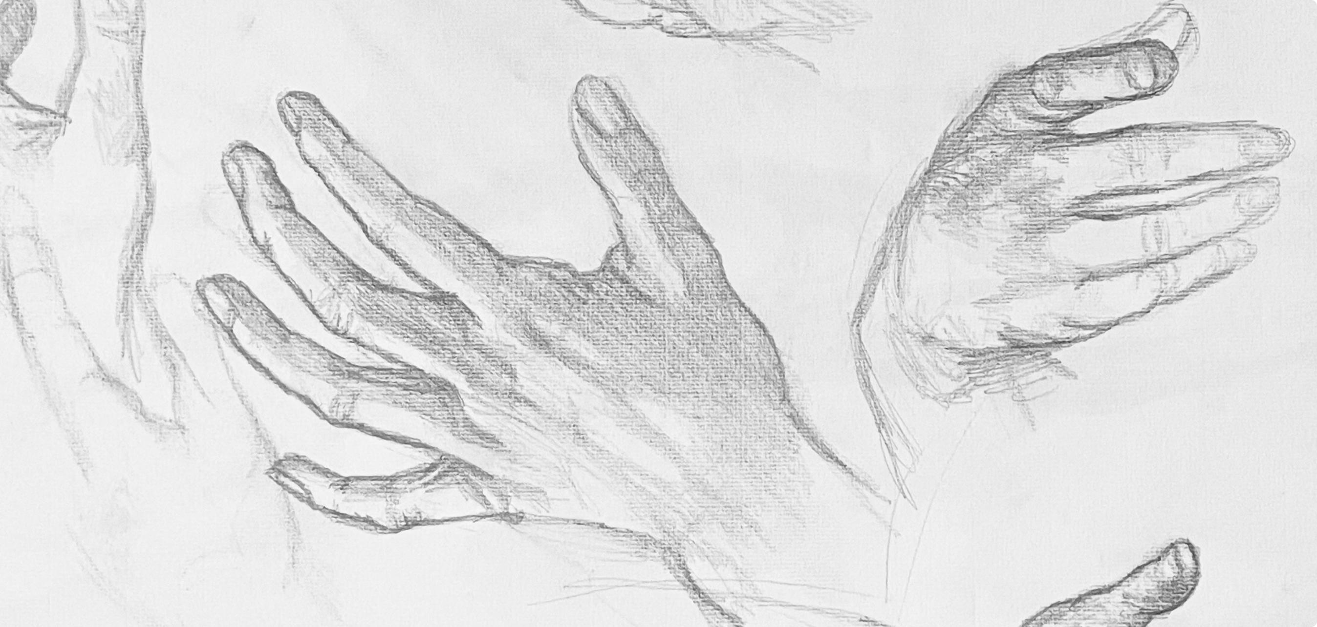 Studio di figura di mano rinascimentale, 1963, Ian Hornak - Disegno in vendita 1