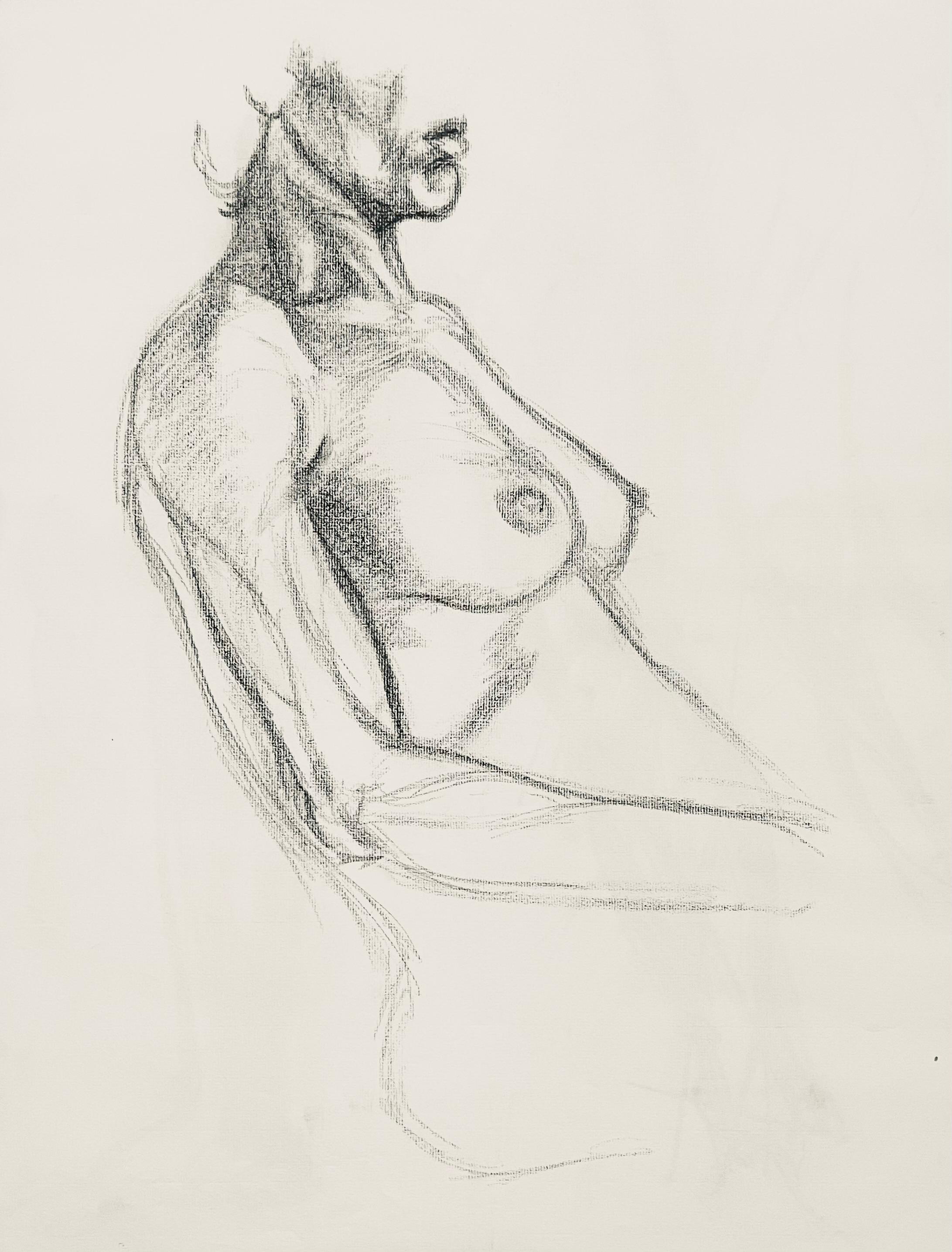 Studio di figura femminile rinascimentale, 1963, Ian Hornak - Disegno in vendita 3