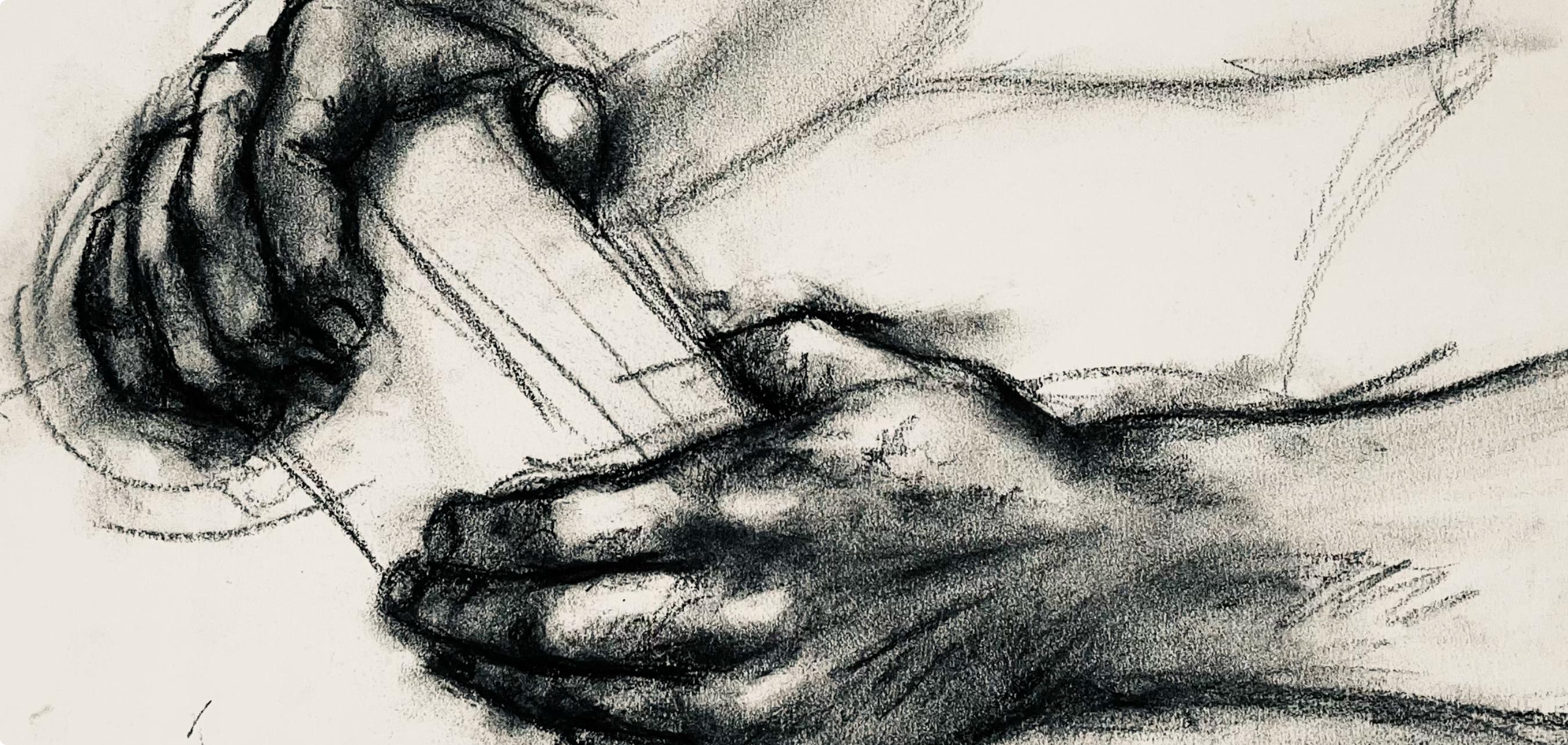 Étude d'une figure de main d'homme de la Renaissance, 1964, Ian Hornak - Dessin en vente 2