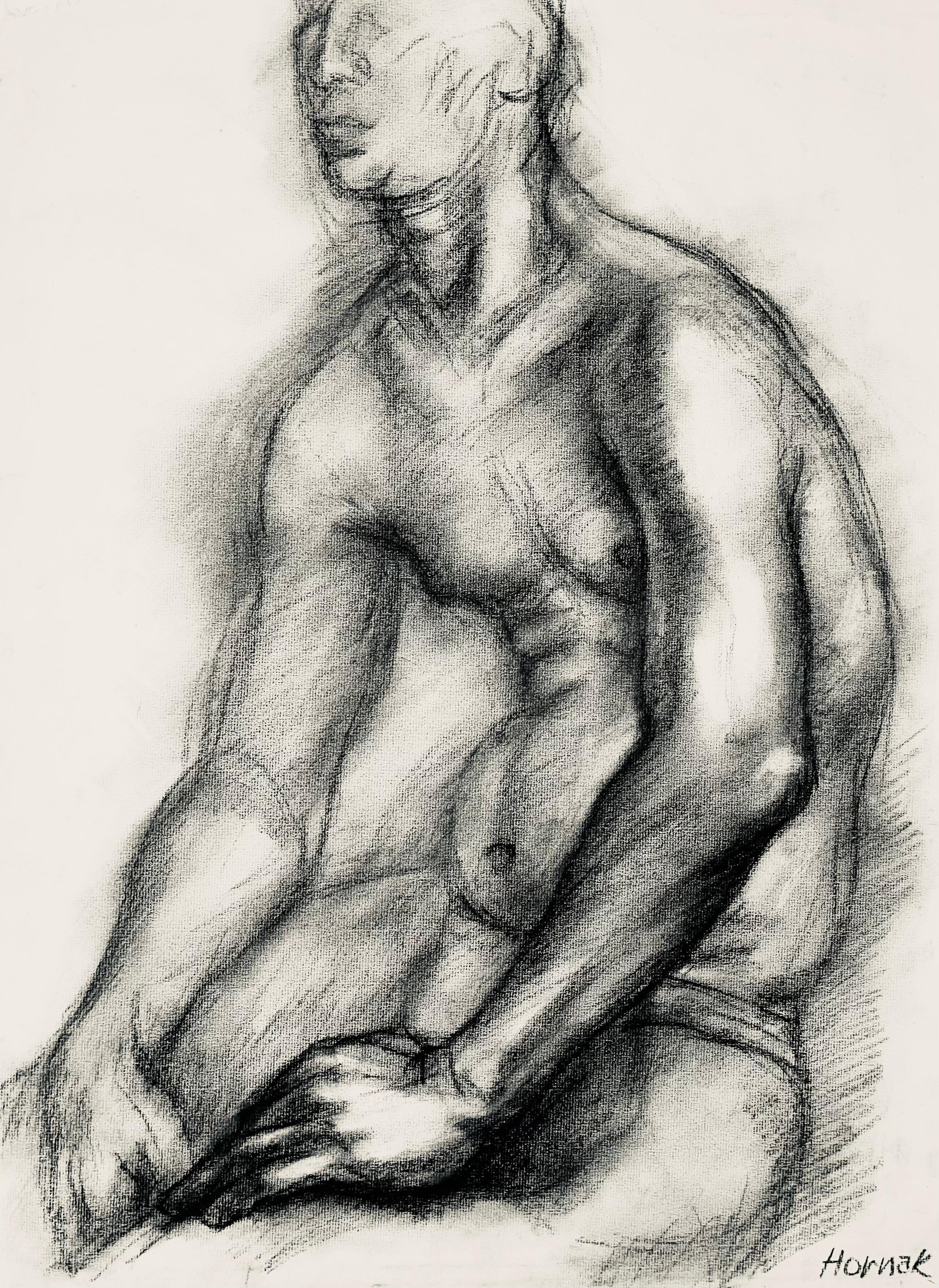 Artista: Ian Hornak (1944-2002)
Título: Estudio de figura desnuda masculina del Renacimiento
Año: hacia 1964
Soporte: Carboncillo sobre papel vélin
Tamaño: 18 x 23 pulgadas
Estado: Bueno
Procedencia: Patrimonio de Ian Hornak, East Hampton, NY
Notas: