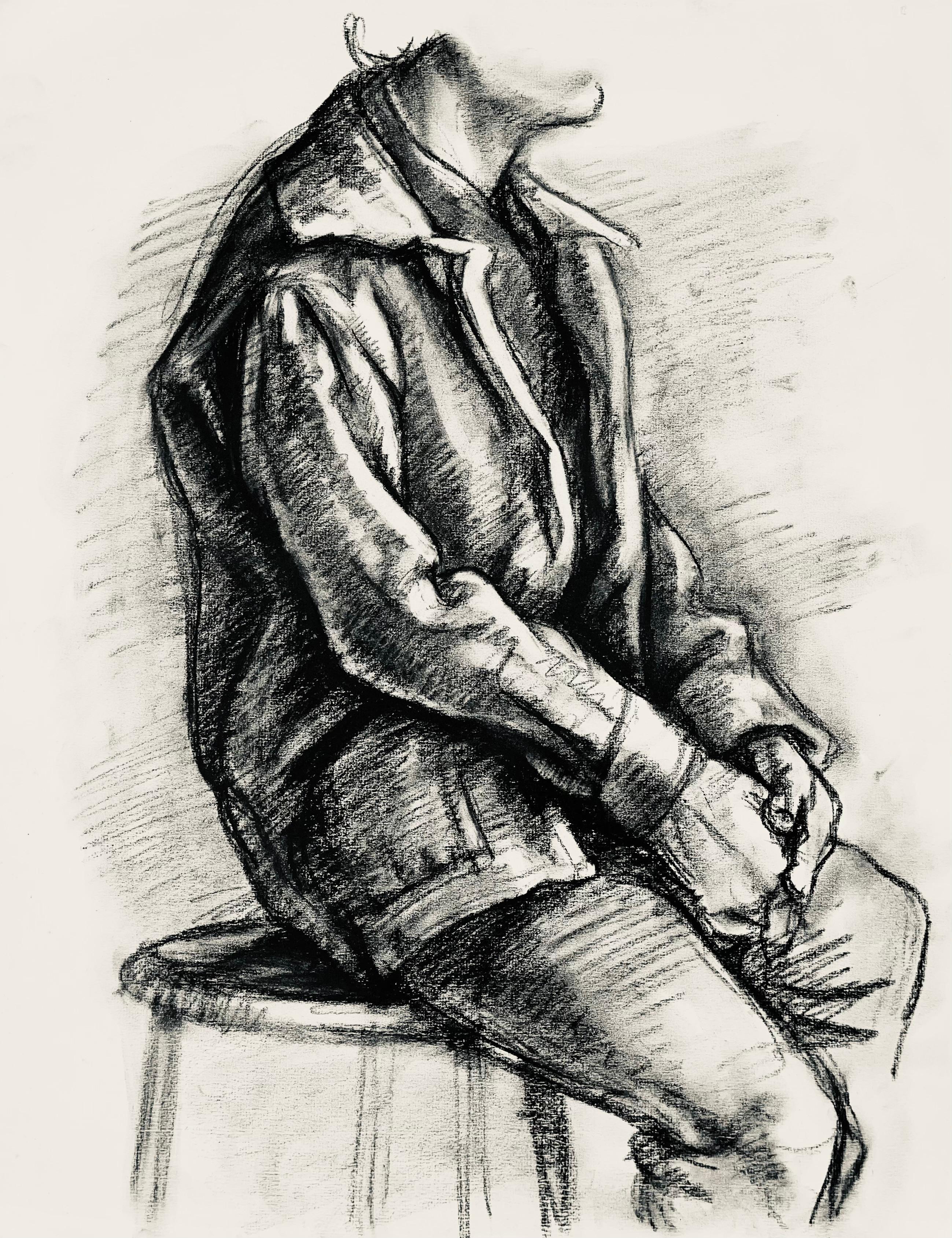 Männliche Figurenstudie, 1964, Ian Hornak - Zeichnung