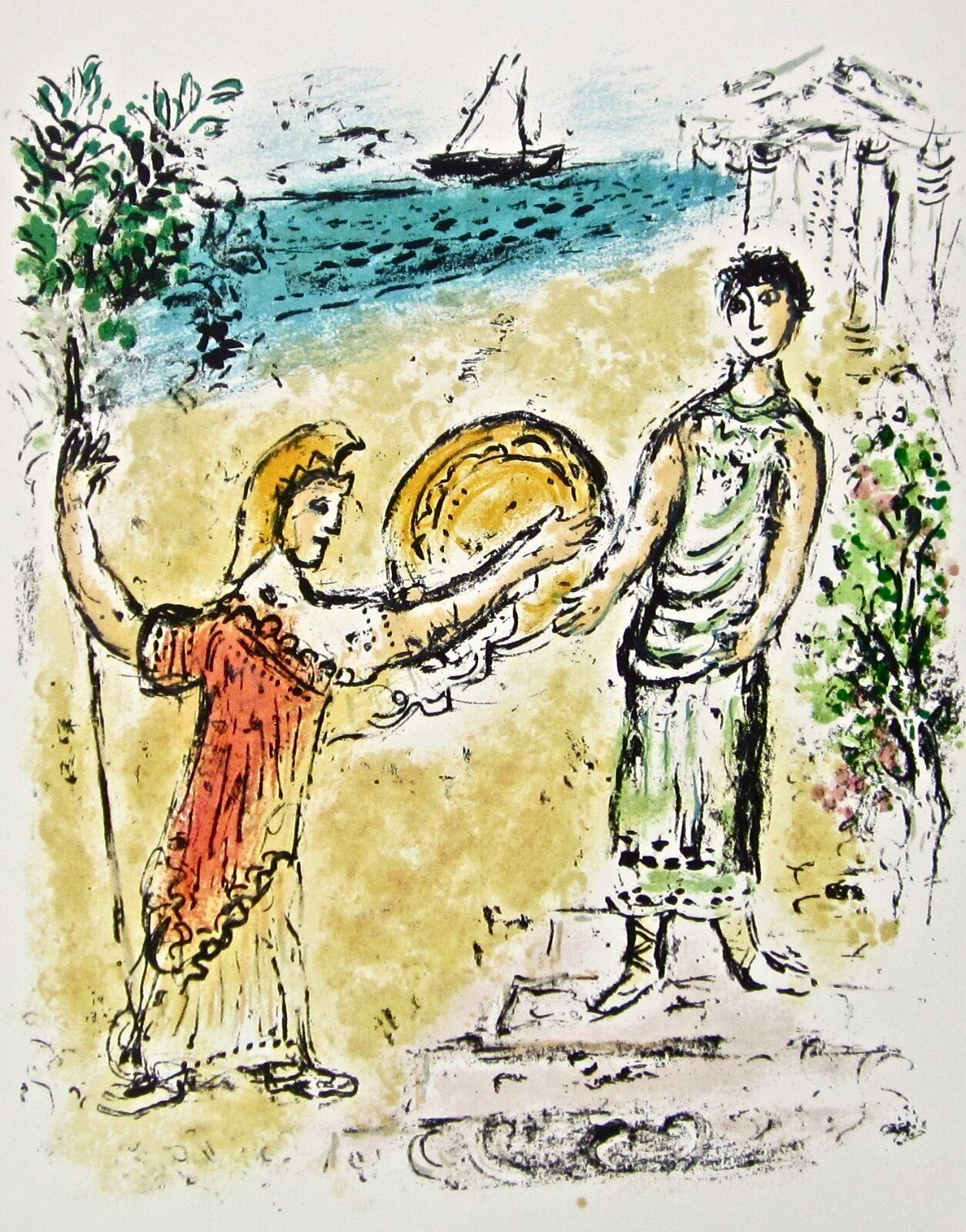 Marc Chagall Figurative Print - Chagall, Athena & Telemachus, Homère: L'Odyssée