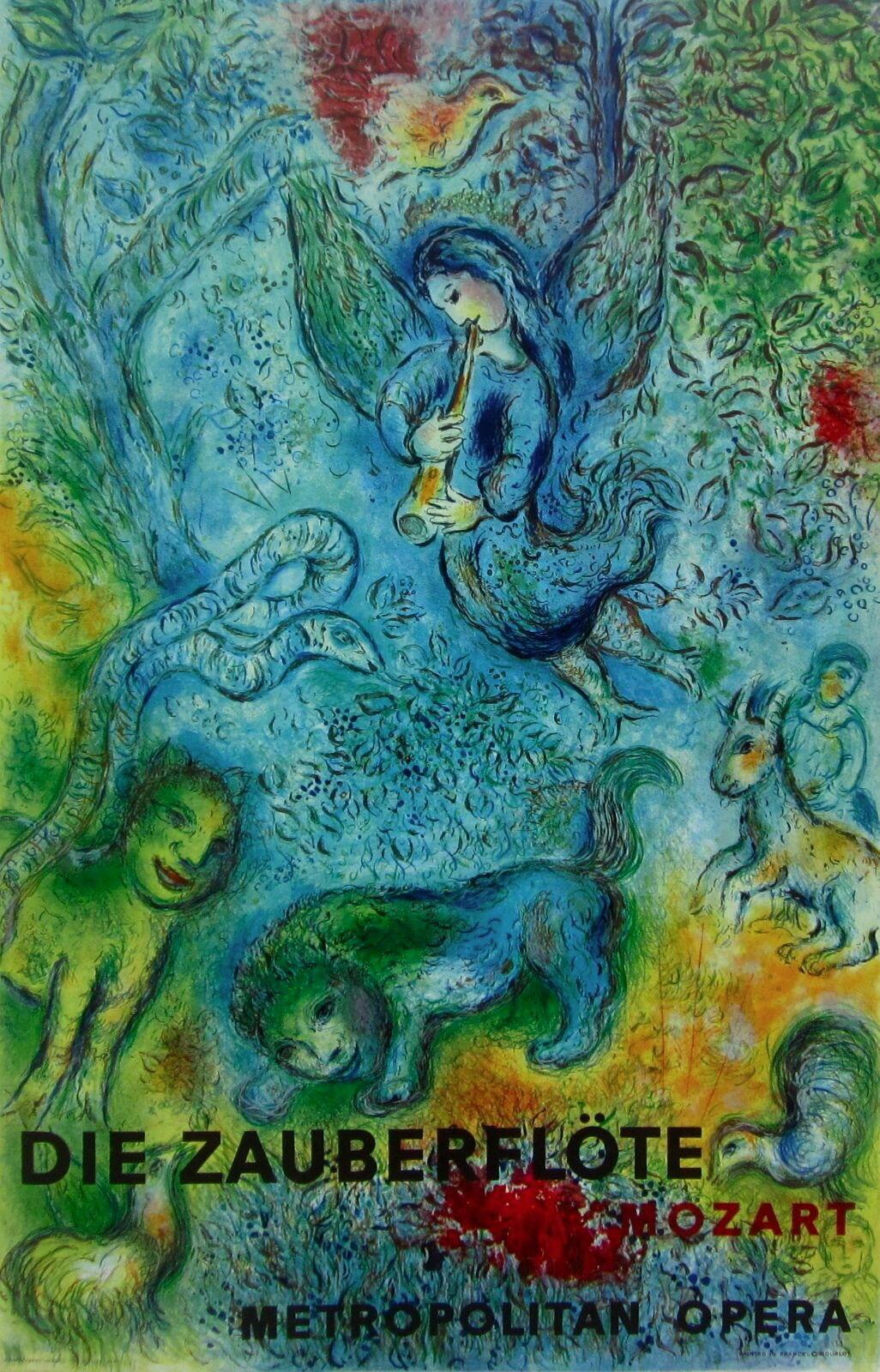 Marc Chagall Landscape Print - The Magic Flute Die Zauberflote, 1973 Metropolitan Opera Exhibition Poster