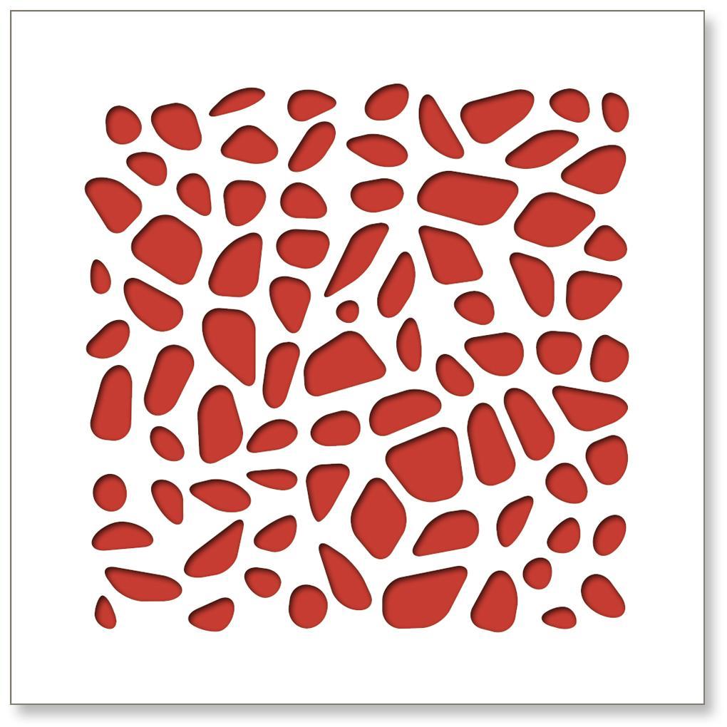 Chuck Krause Abstract Sculpture - Stones (Red), original three dimensional geometric design wall relief 