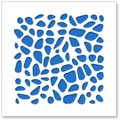 Stones (Blue), original three dimensional geometric design wall relief 