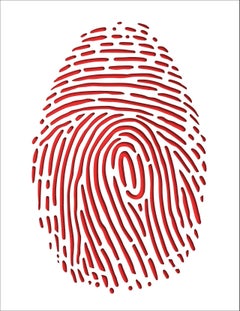 Thumbprint (Red), original three dimensional geometric design wall relief