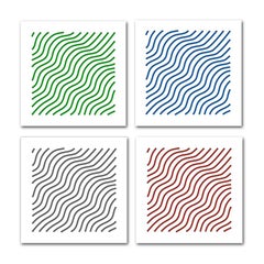 Waves—4 Artworks—original three dimensional geometric design wall reliefs