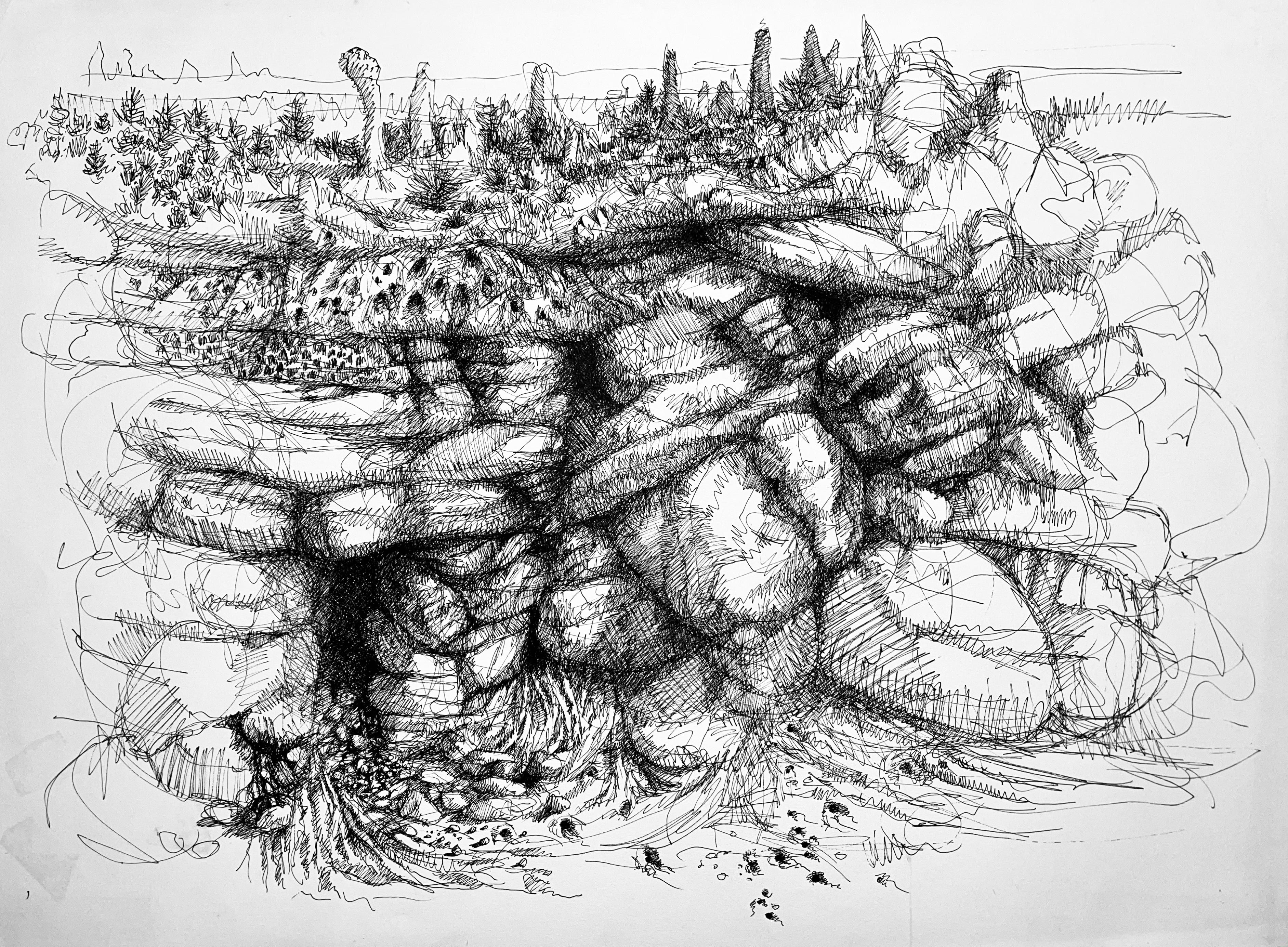 Ian Hornak Landscape Art – (Schottische Felsenlandschaft) Ohne Titel