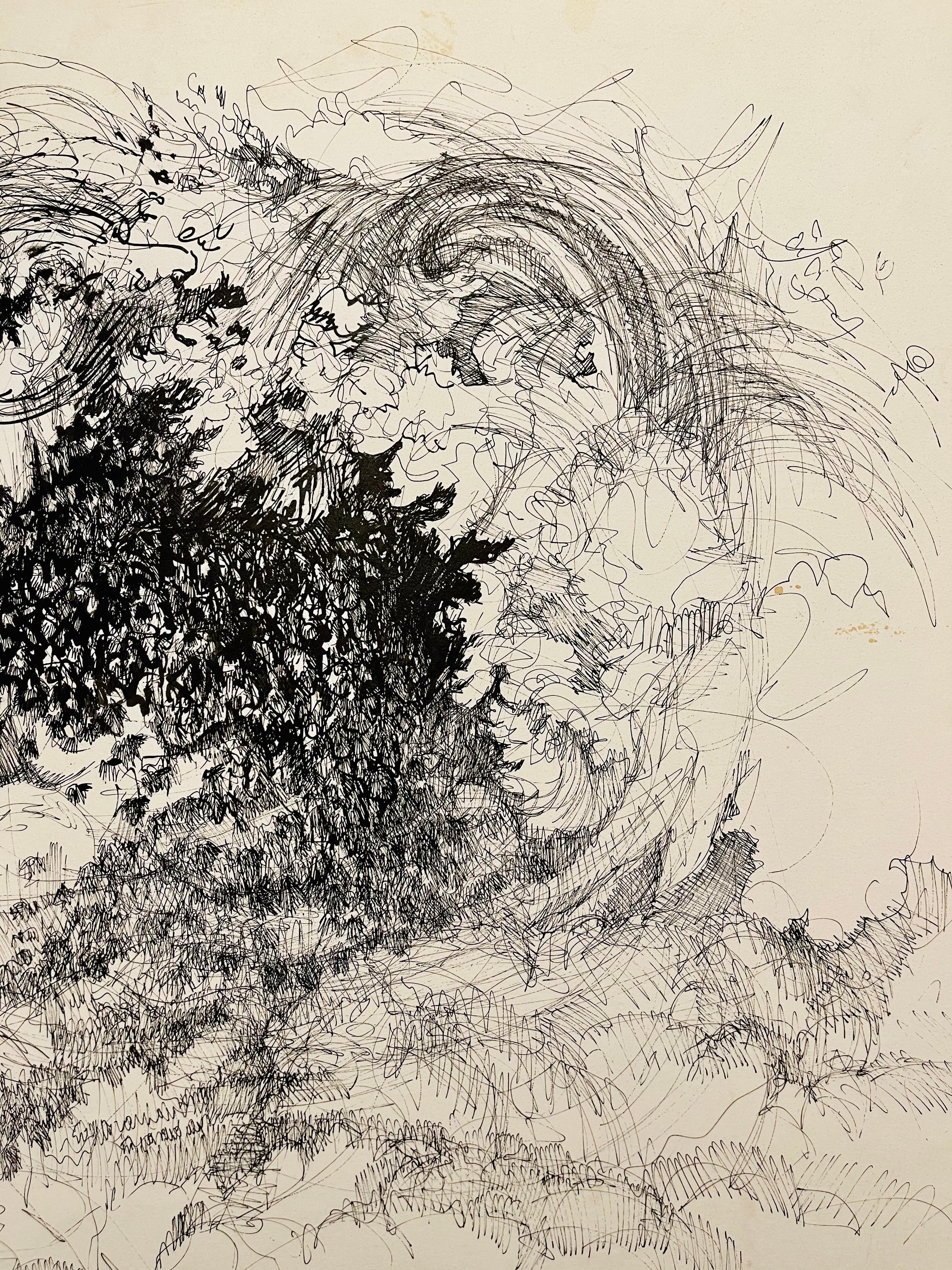 (Apocalyptic Tropical Landscape) Untitled - Beige Abstract Drawing by Ian Hornak