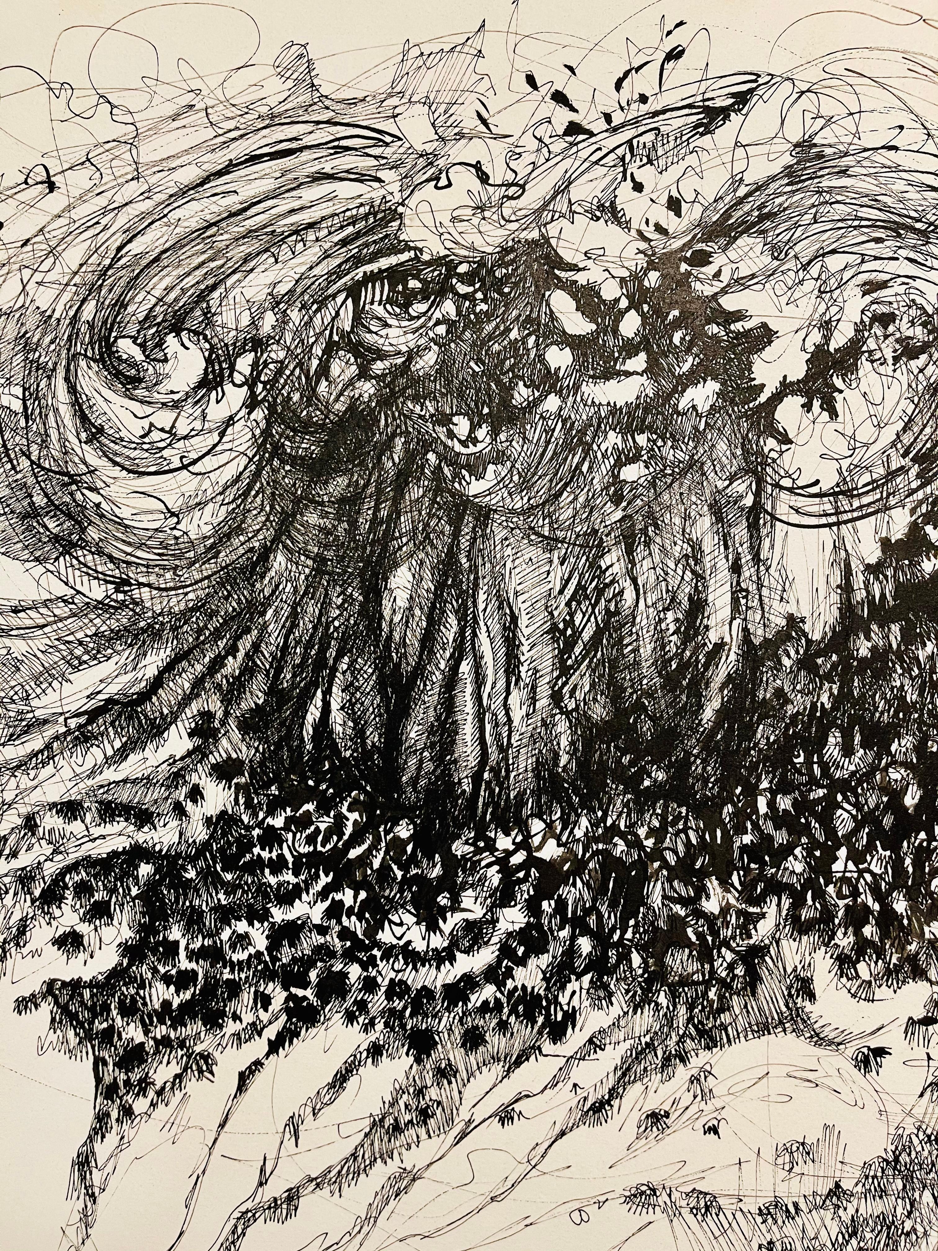 Artist: Ian Hornak (1944-2002)
Title: Untitled (Apocalyptic Tropical Landscape)
Year: 1973
Medium: Ink on heavy archival paper
Size: 22 x 30 inches
Condition: Good
Provenance: Estate of Ian Hornak, East Hampton, NY
Notes: A rare original landscape