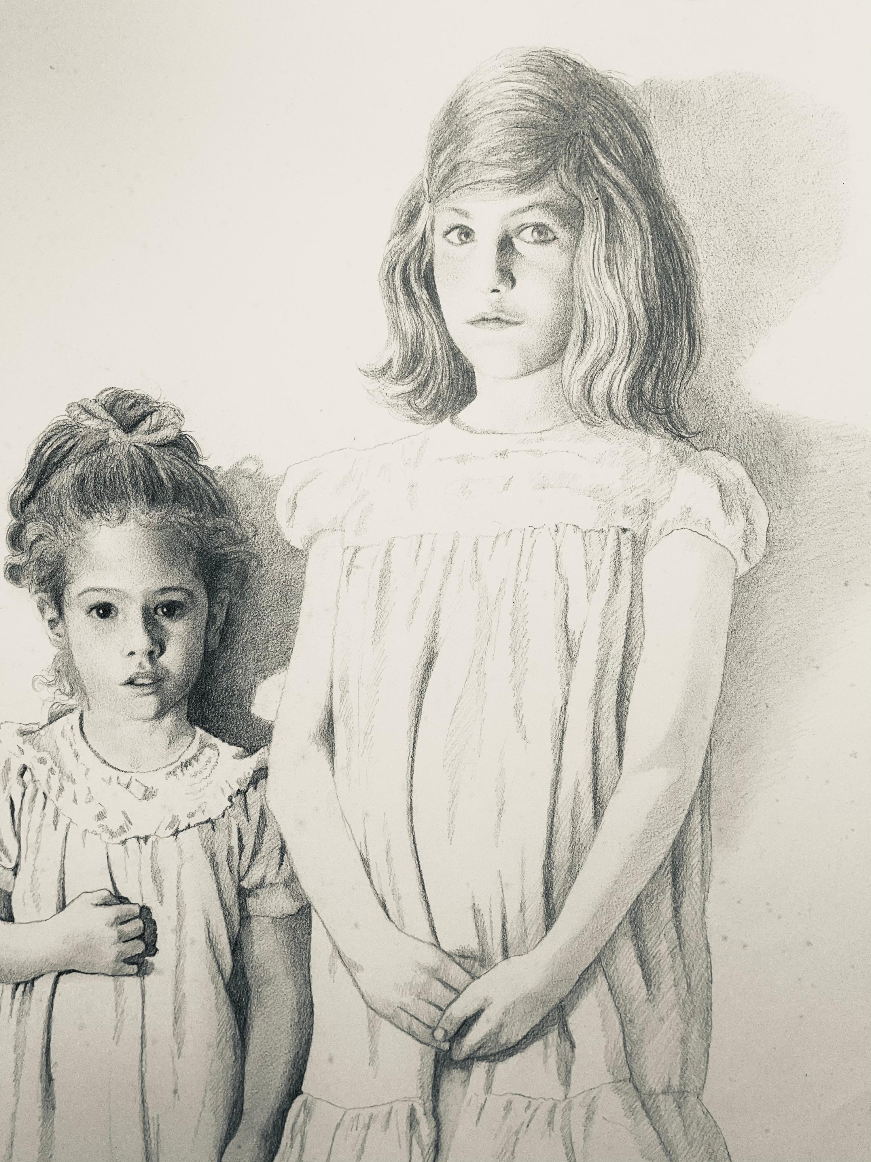 Senza titolo (Mia madre e sua sorella da bambine), Stato II - Figurative Art Beige di Ian Hornak