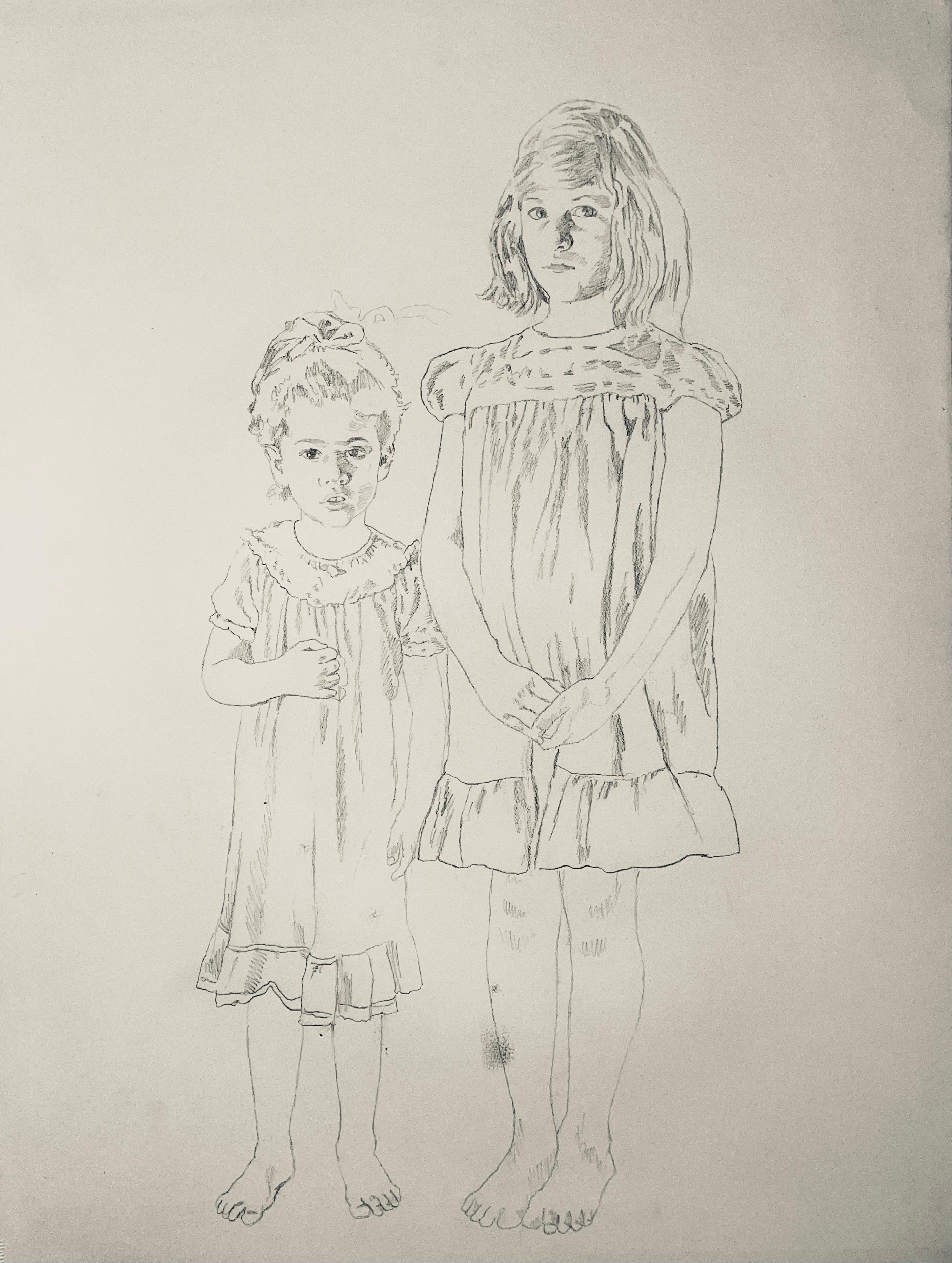 Ian Hornak Portrait - Untitled (My Mother and Her Sister as Children), State I