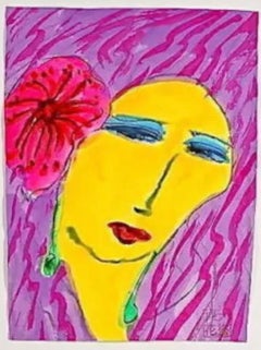 Woman with Pink Flower, Walasse Ting