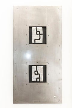  Abstract  Mural, Steel and sand cast Aluminium, Silver, Wall mounted Sculpture