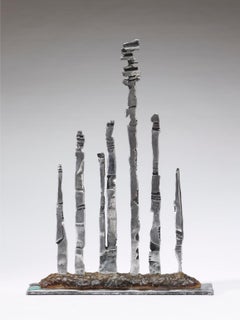  " Hoodoos " Brown Glass Aluminum Abstract  Sculpture by DM and Jennifer Baker