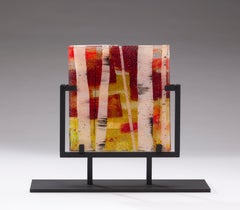 Wandering Sun kiln formed glass by Jennifer Baker with custom tabletop base