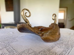 David Marshall Fruitbowl Centerpiece Wooden Bowl Unique Piece Brass Handle