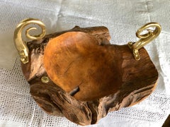 David Marshall Fruitbowl Centerpiece Wooden Bowl Unique Piece Brass Handle 